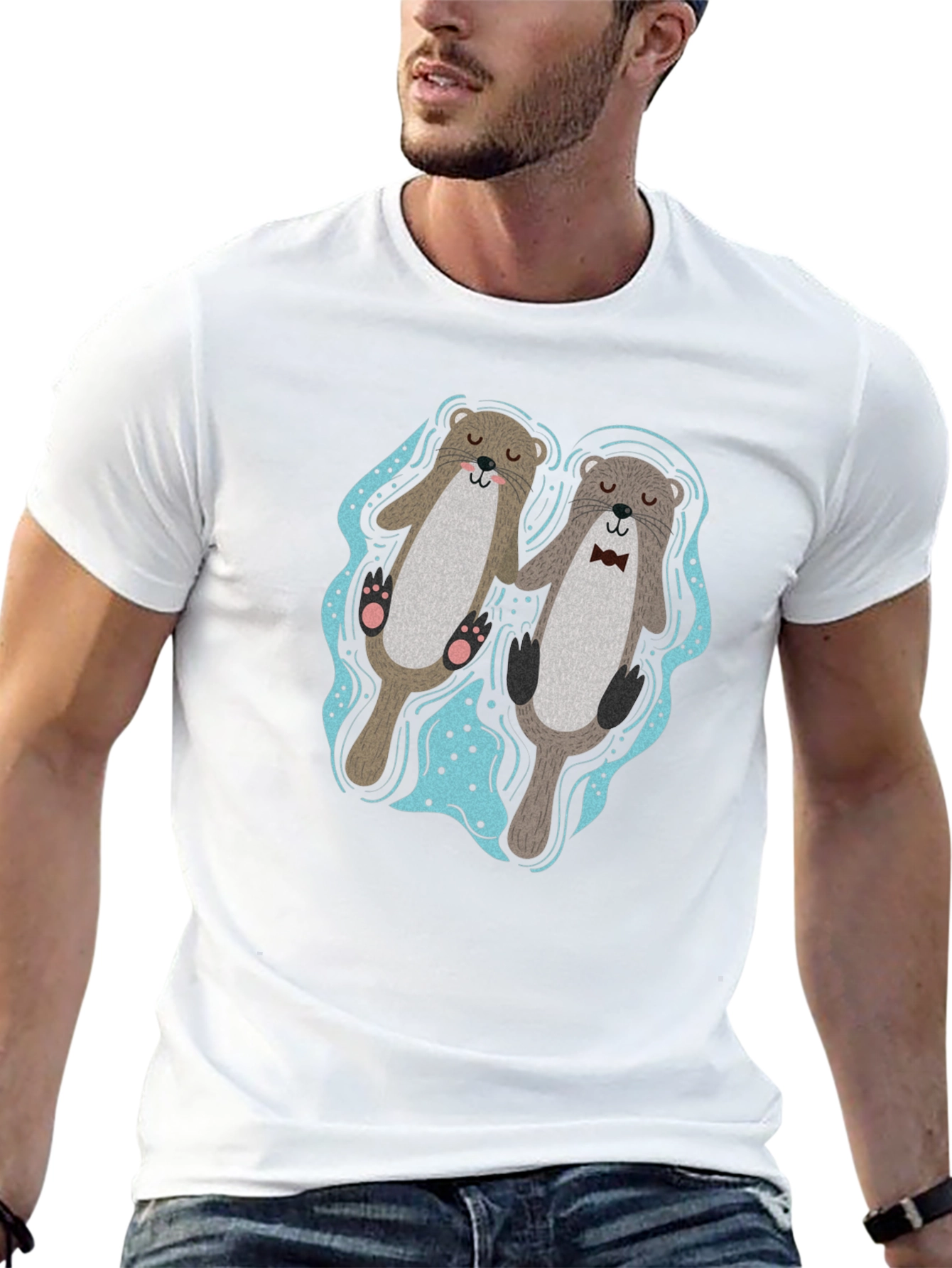 Black Otter Love T-Shirt - Cute Matching Pair Design view 13
