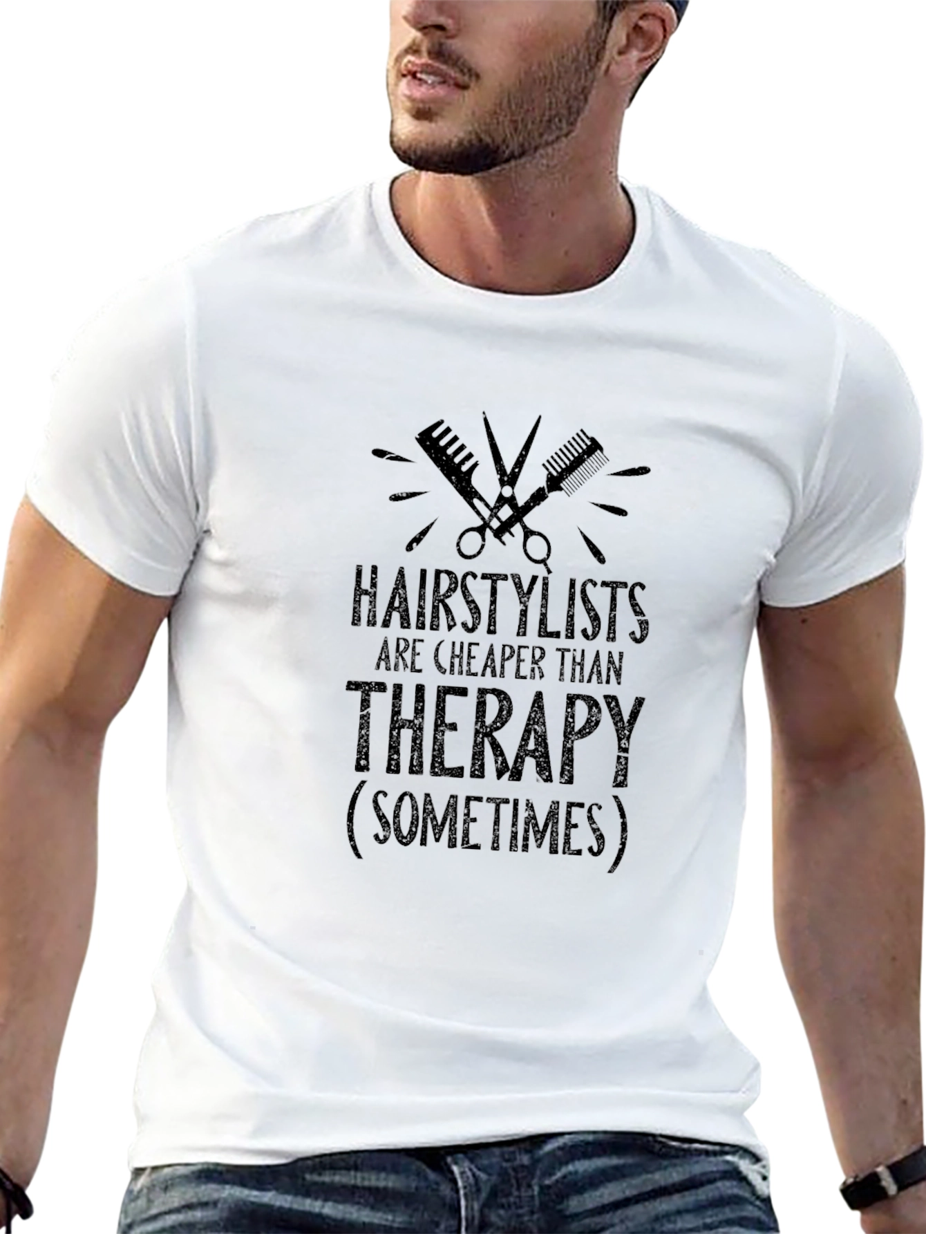 Black Hairstylist Therapy Graphic Tee view 13