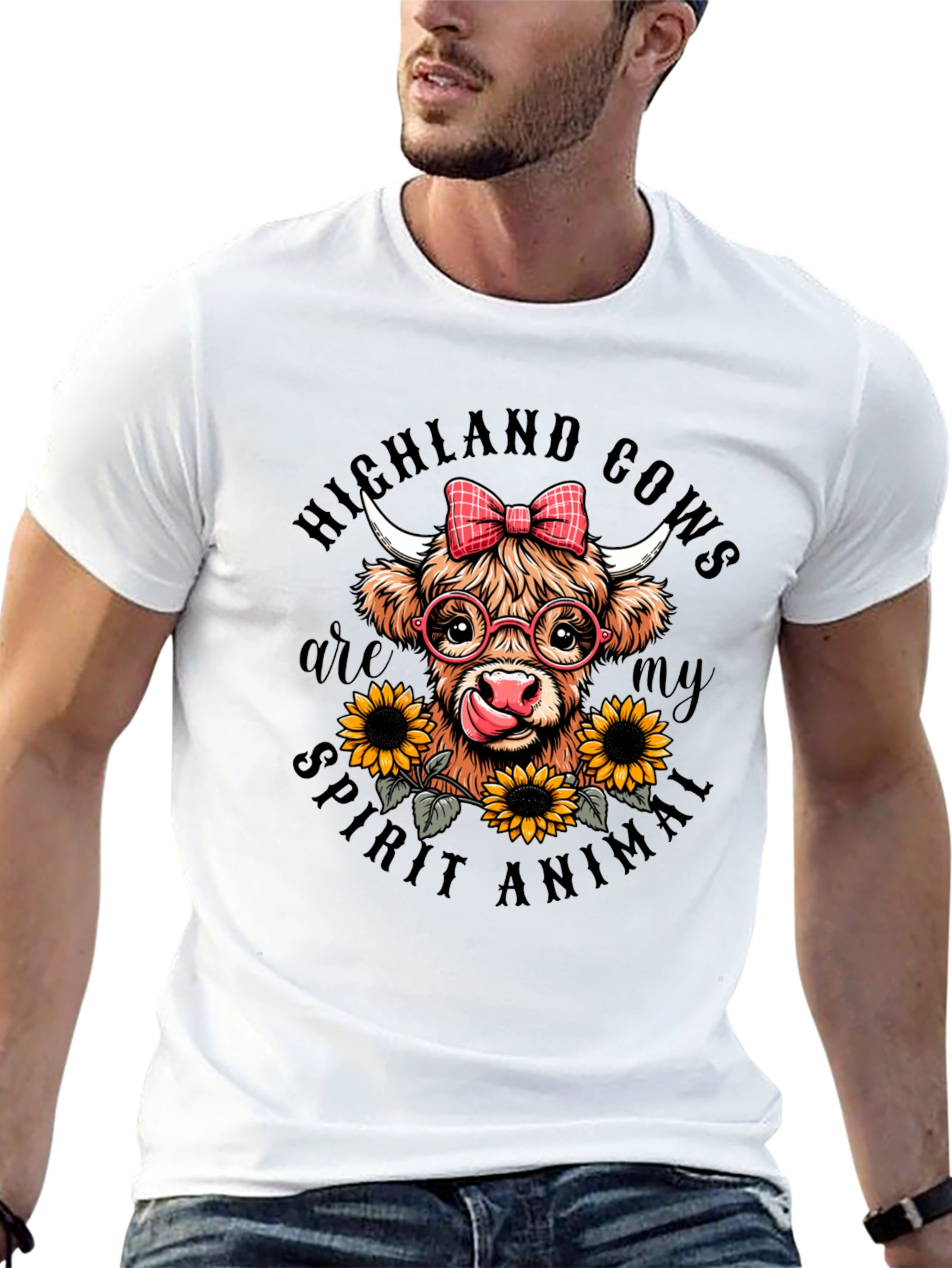 Black Highland Cow Spirit Animal Graphic T-Shirt view 13