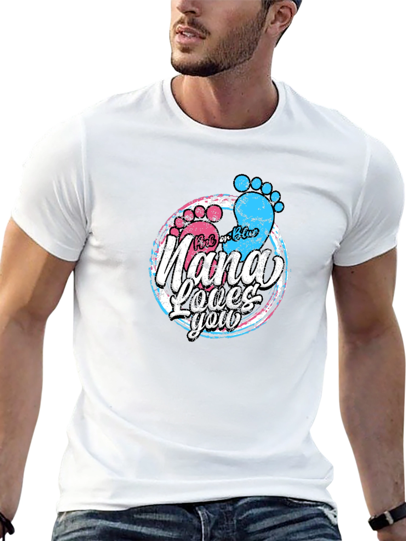 Black Pink or Blue Nana Loves You T-Shirt - Gender Reveal Tee view 13