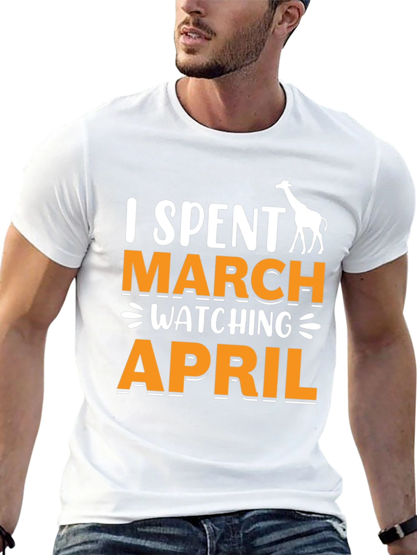 Black I Spent March Watching April T-Shirt - Giraffe Funny Tee view 13