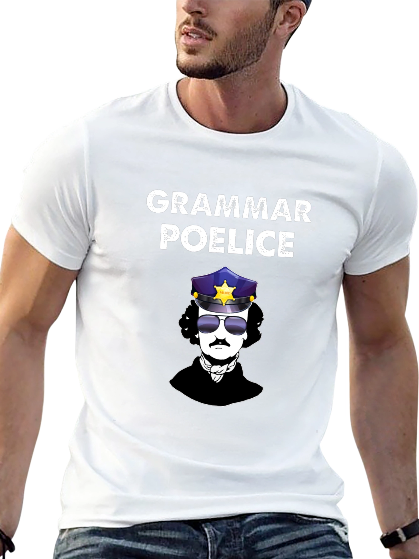 Black Grammar Poe-lice T-Shirt | Edgar Allan Poe view 13