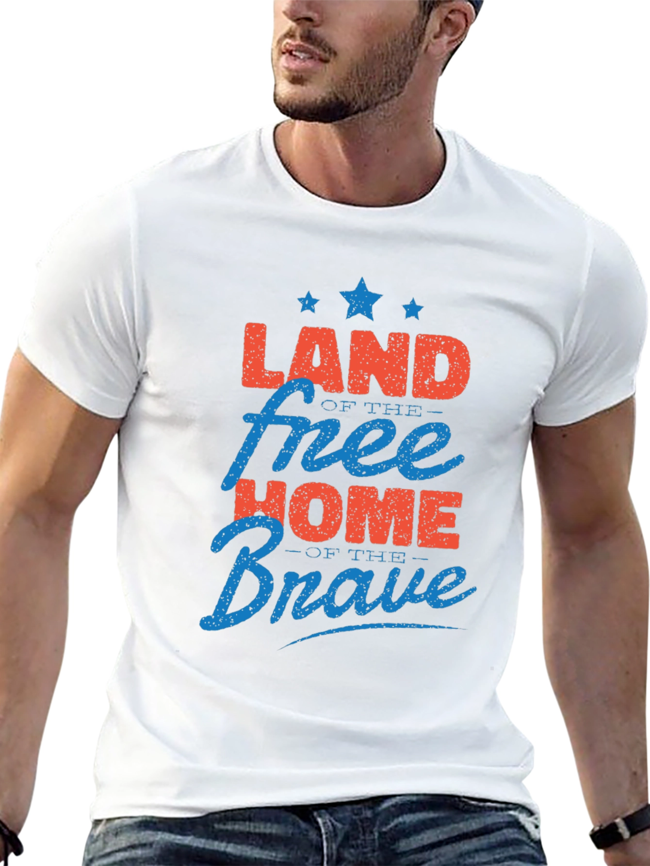 Black Patriotic Land of Free Home of Brave Graphic T-Shirt view 13