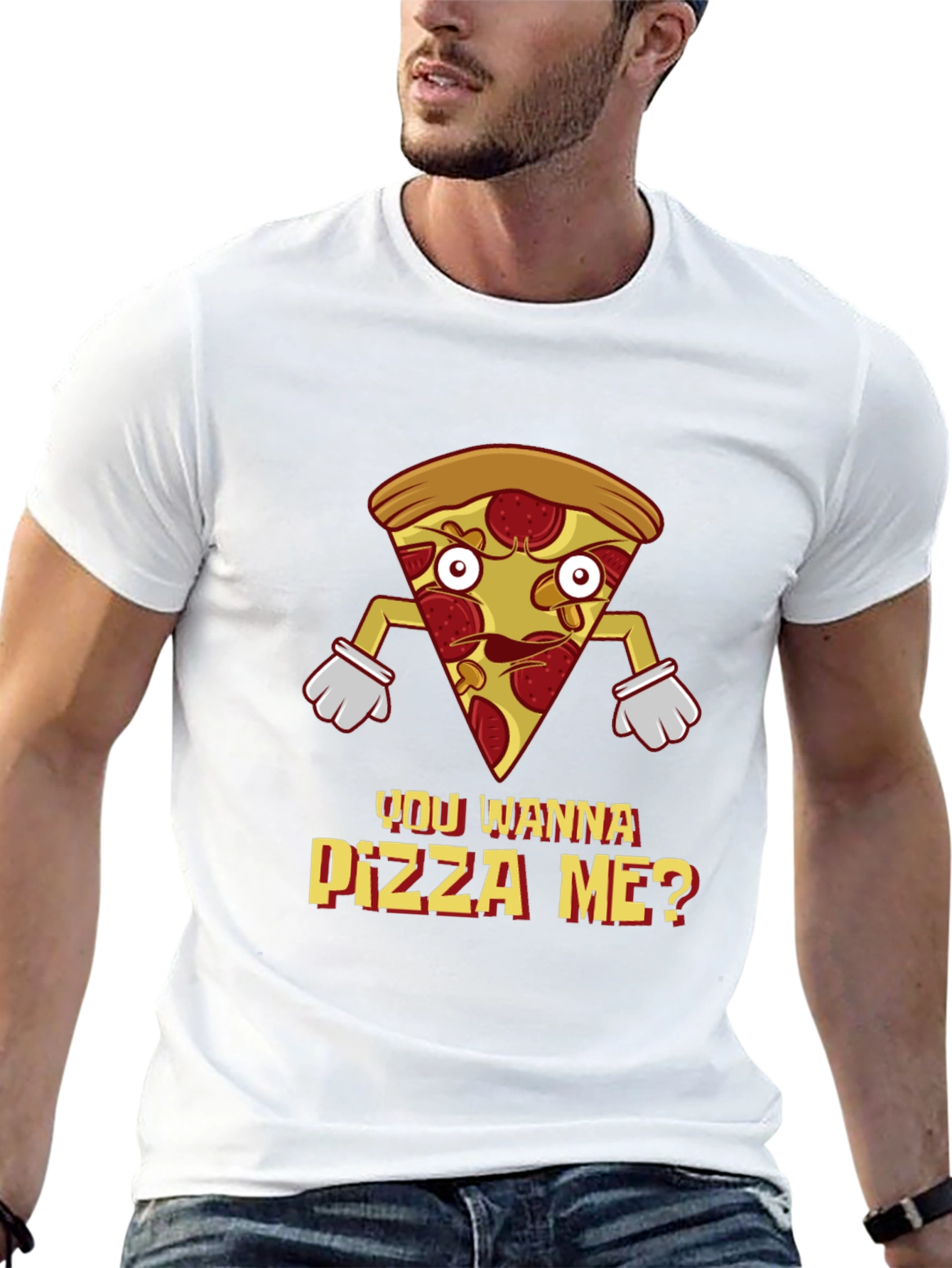 Black You Wanna Pizza Me? Graphic T-Shirt - Foodie Tee view 13