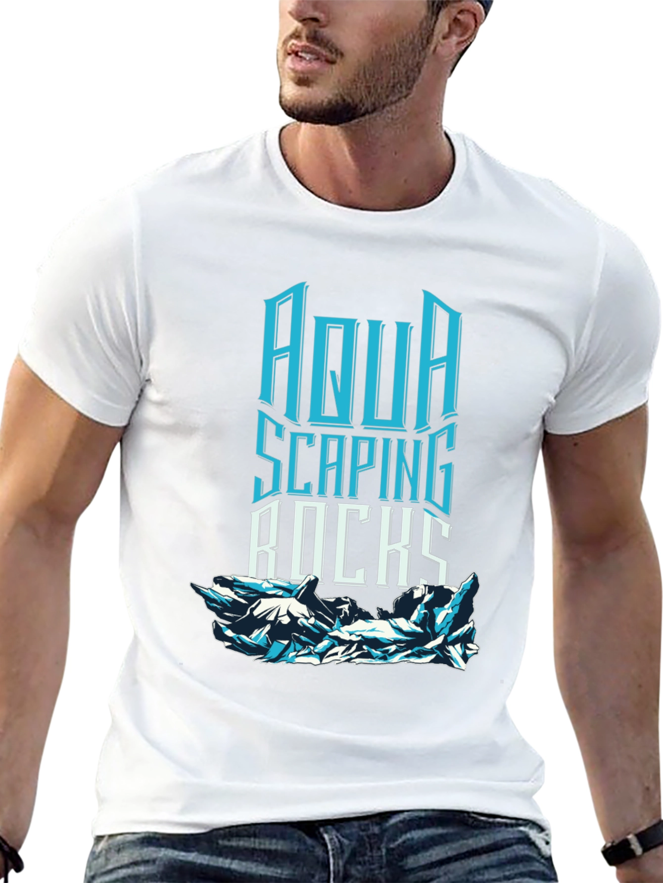 Black Aqua Scaping Rocks Graphic T-Shirt view 13