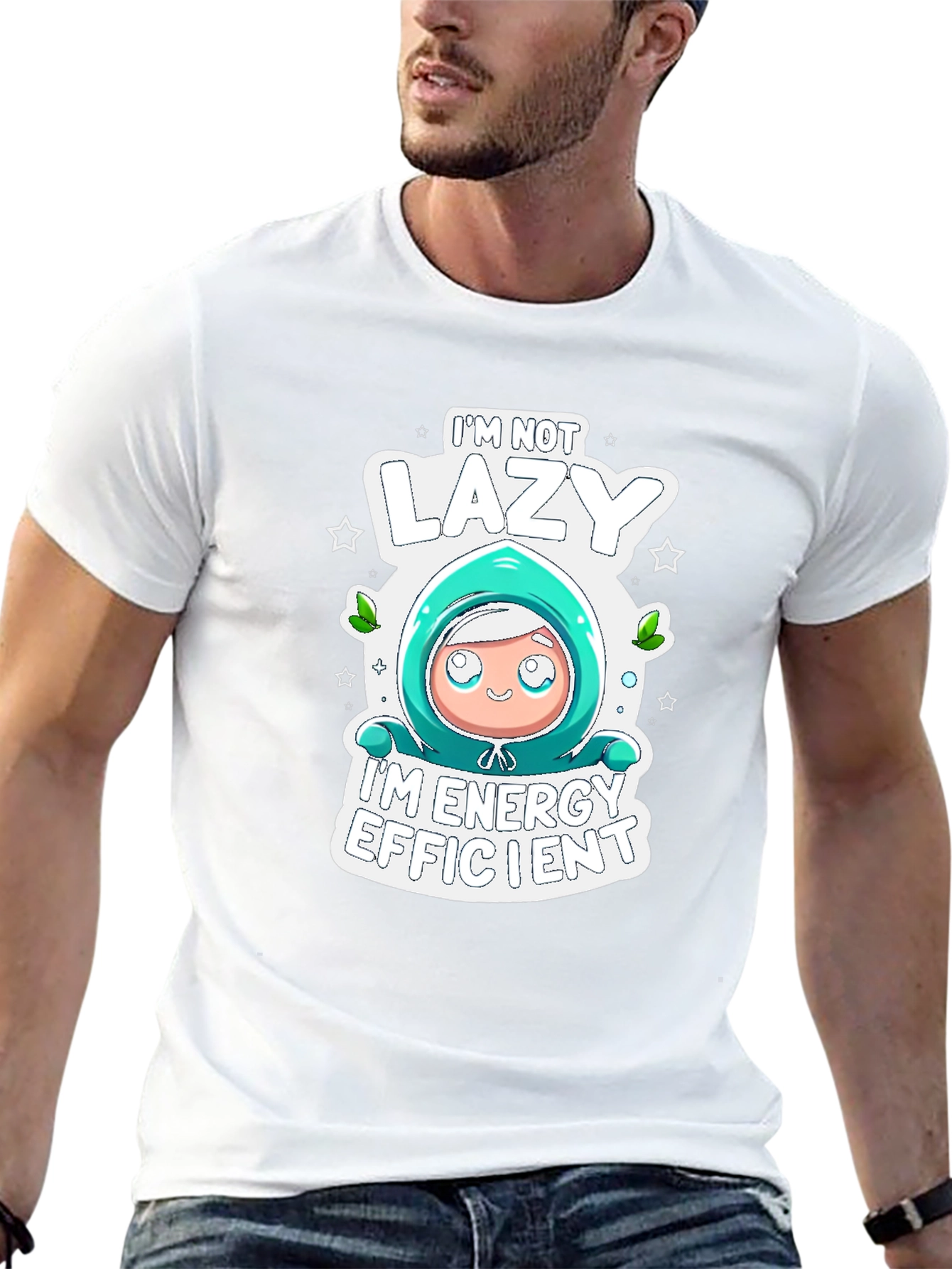 Black Lazy Energy Efficient Graphic T-Shirt view 13