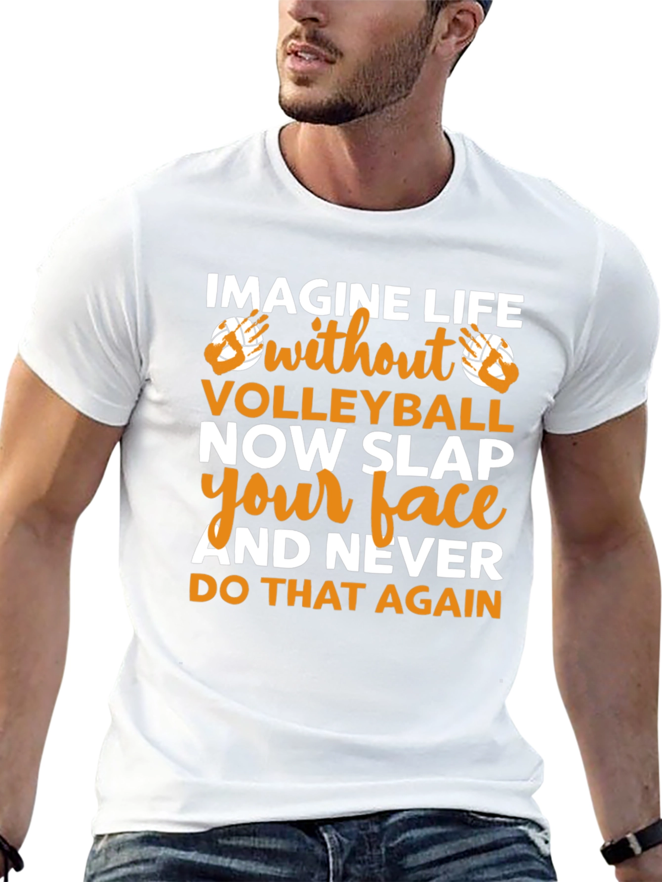 Black Volleyball Fan T-Shirt - Imagine Life Without Volleyball view 13