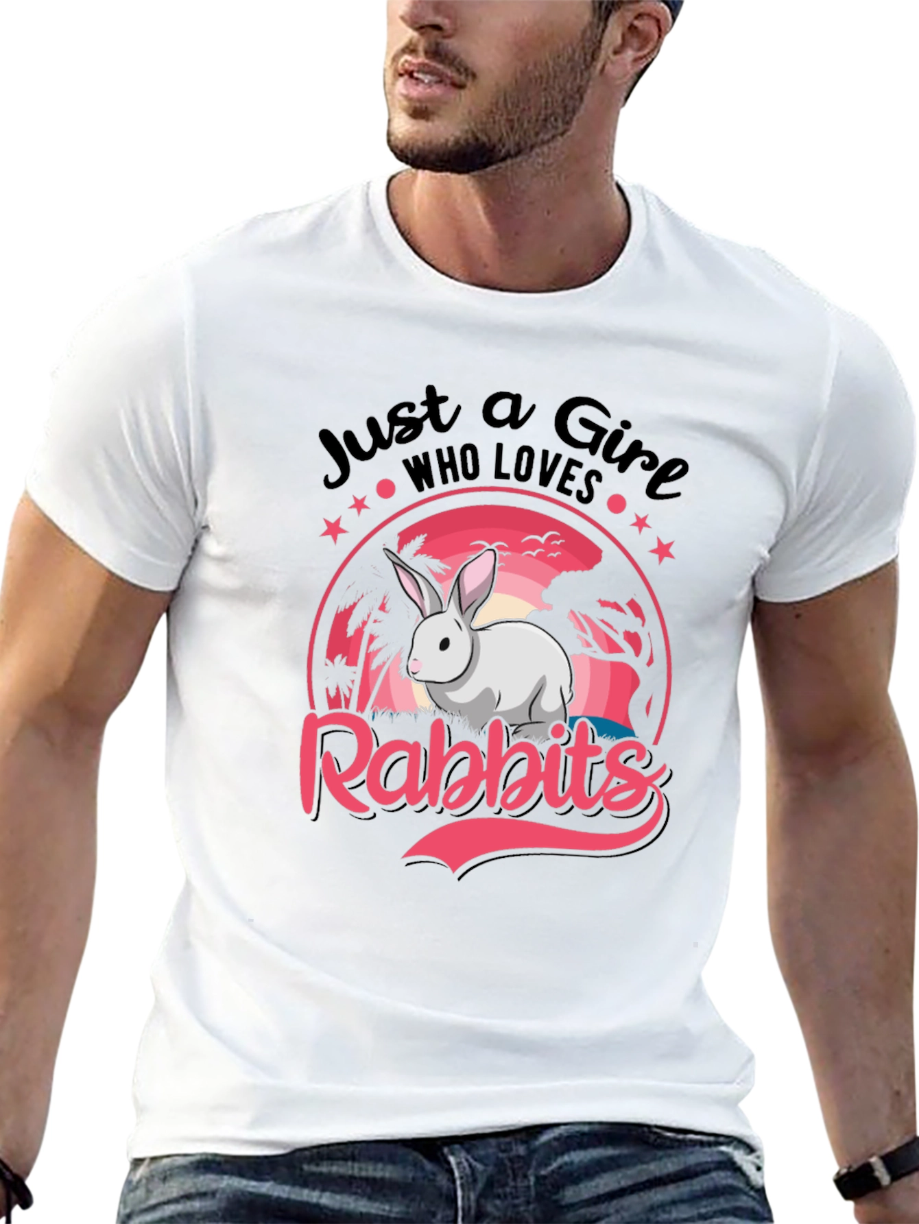 Black Just a Girl Who Loves Rabbits T-Shirt view 13
