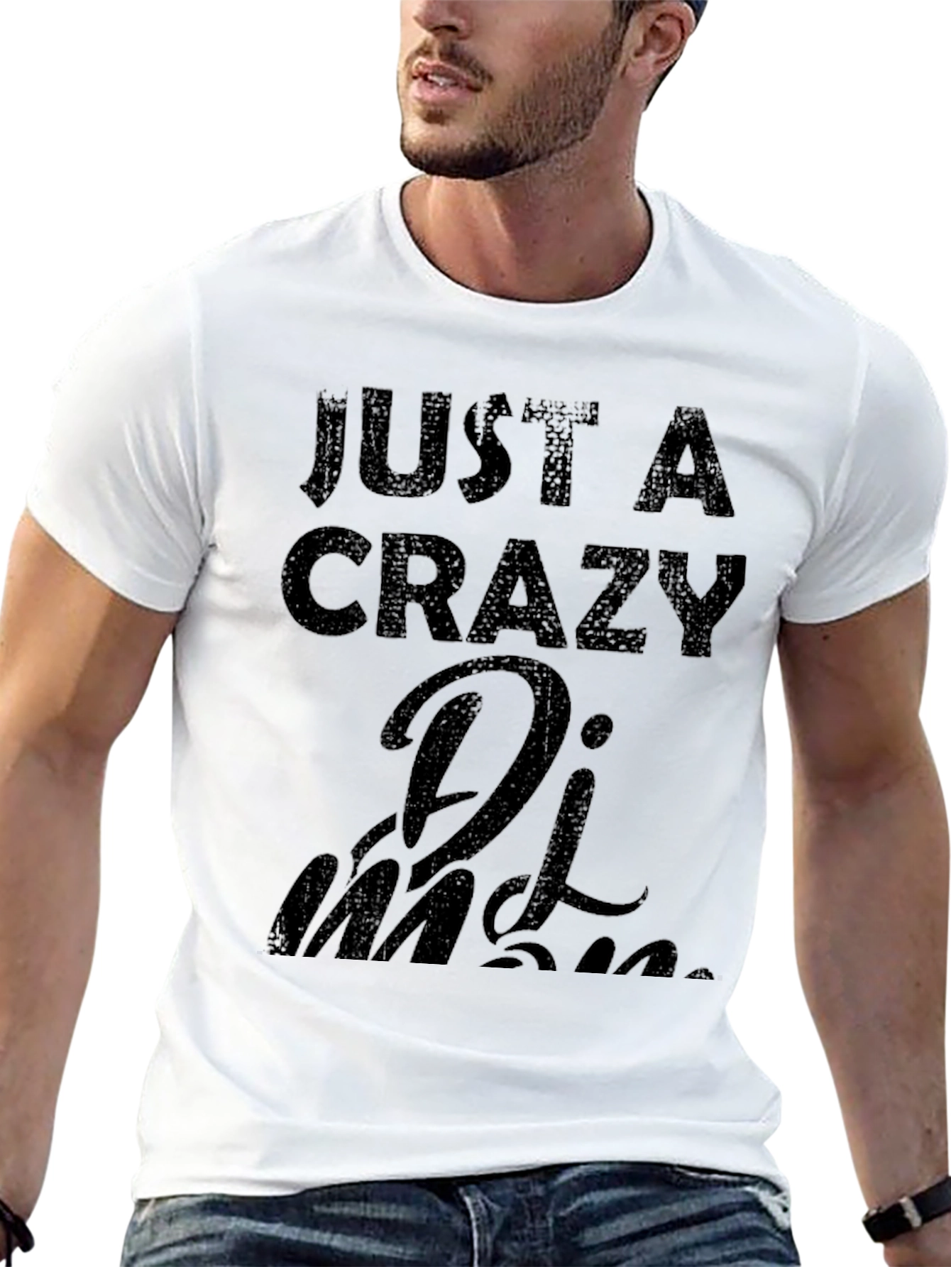 Black Just a Crazy DJ Man Black T-Shirt view 13