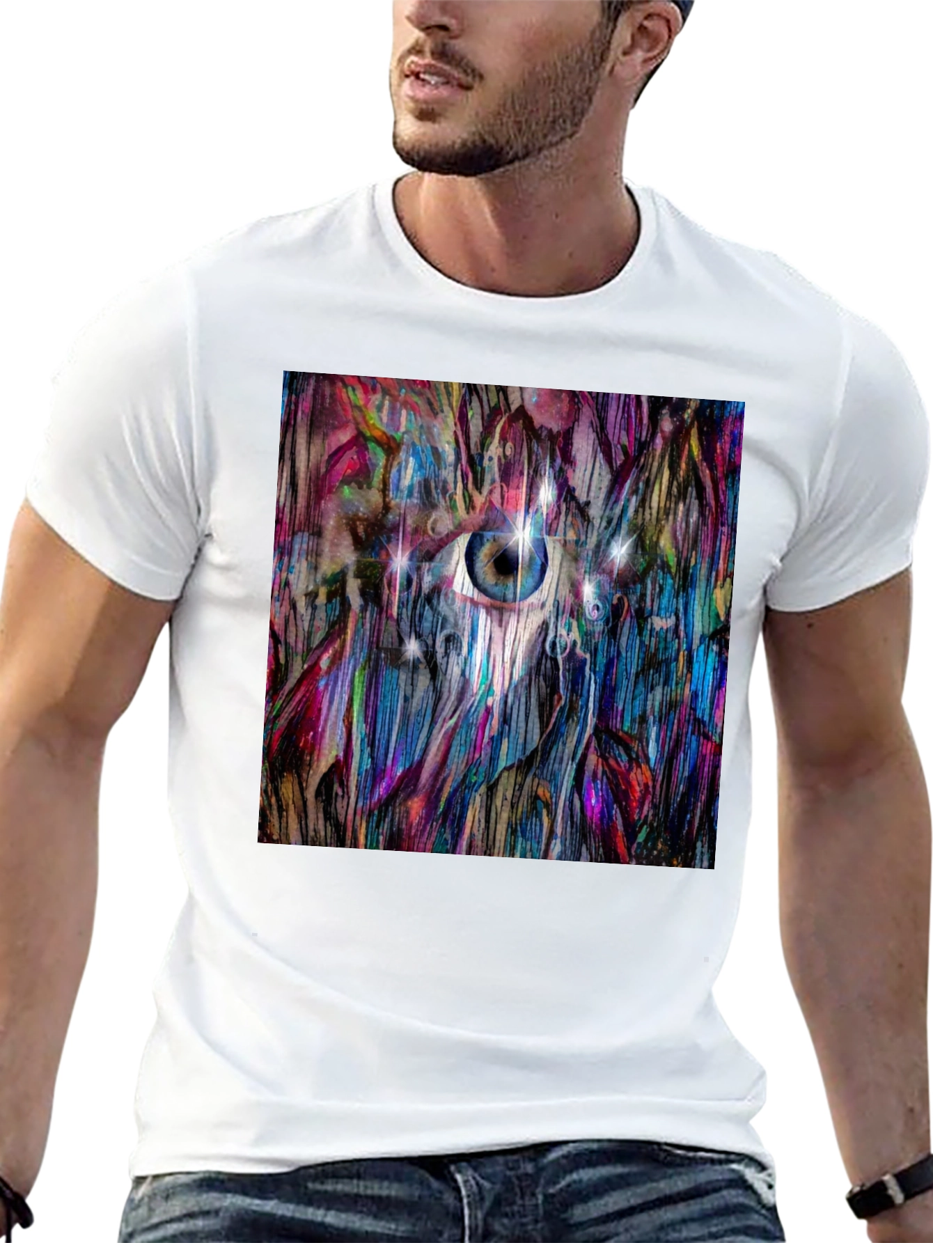 Black Abstract Eye T-Shirt: Artistic Graphic Tee view 13