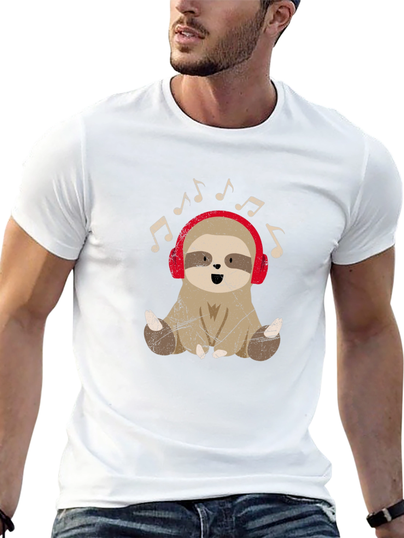 Black Sloth Music Lover T-Shirt - Cute Animal Tee view 13