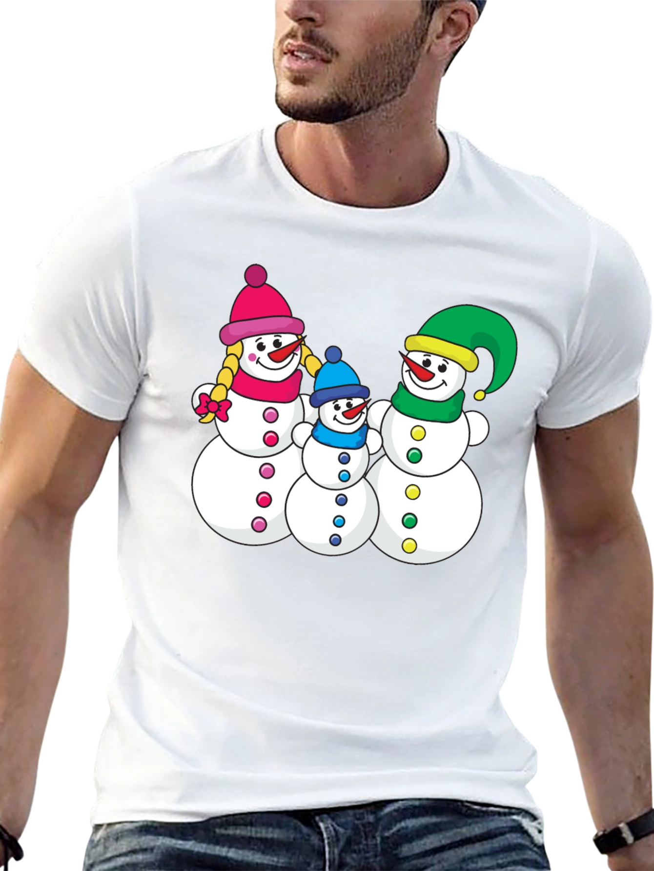 Black Snowman Family Black T-Shirt view 13