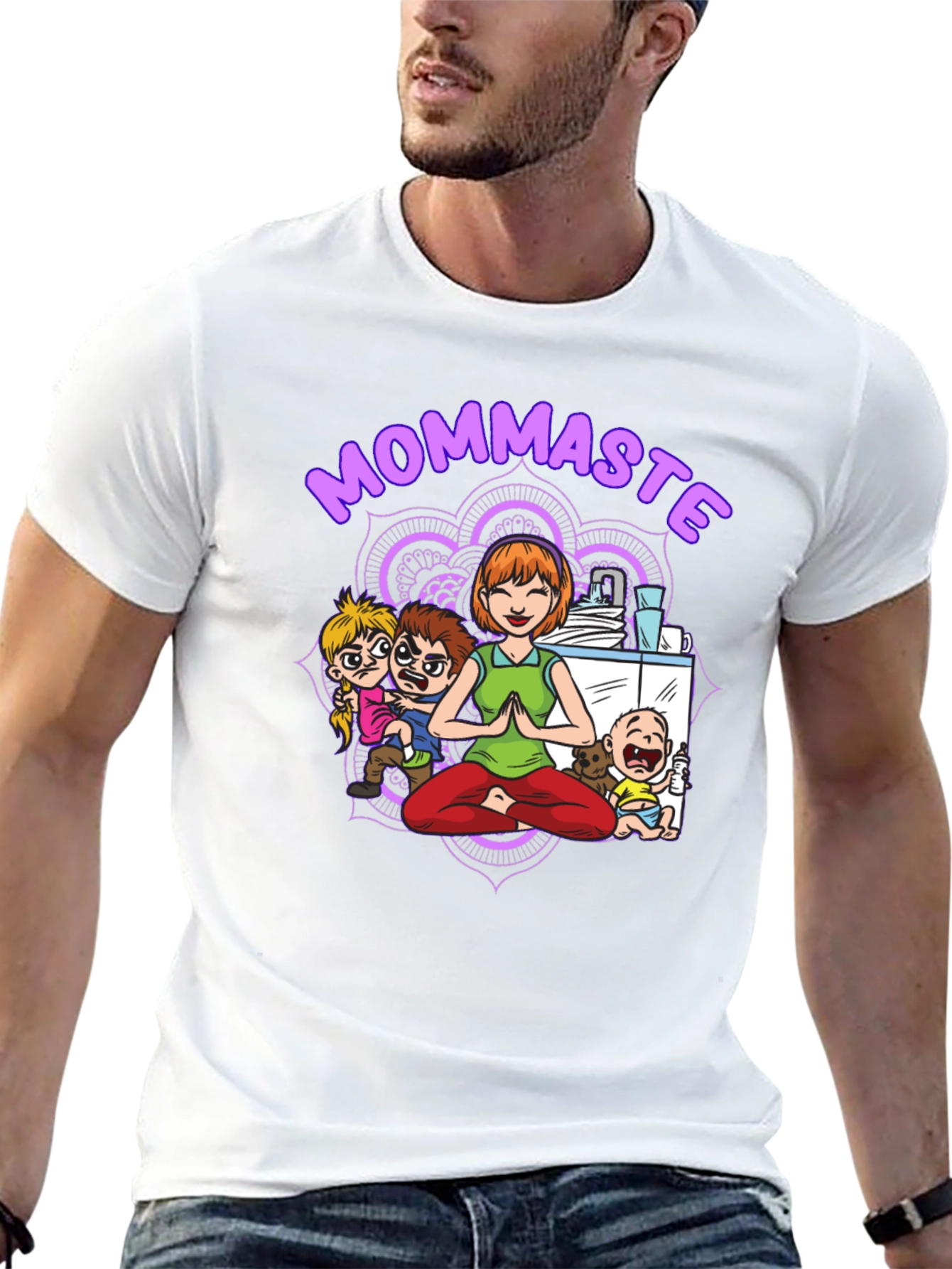 Black Mommaste Funny Yoga T-Shirt view 13
