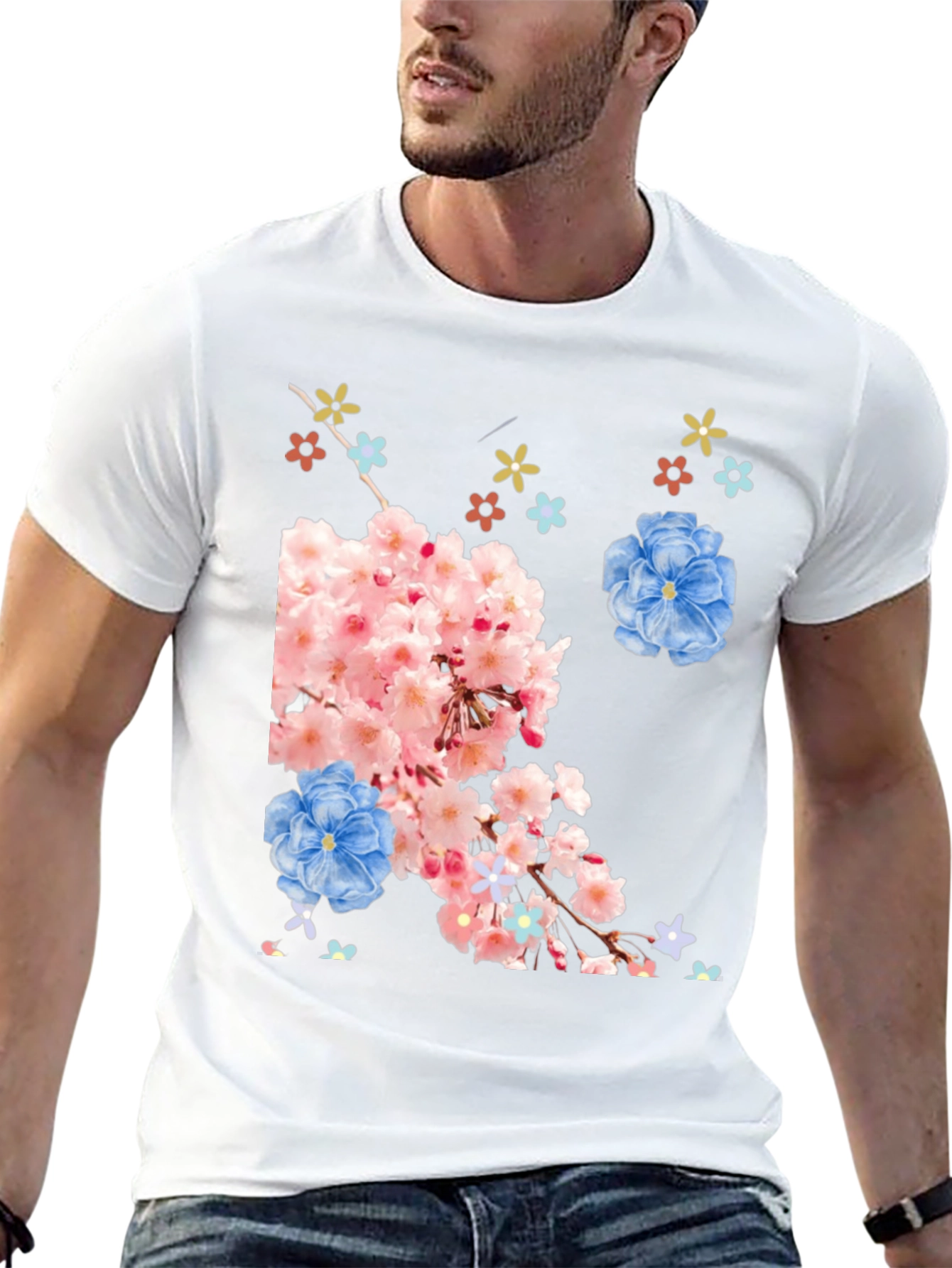 Black Floral Print Black T-Shirt view 13