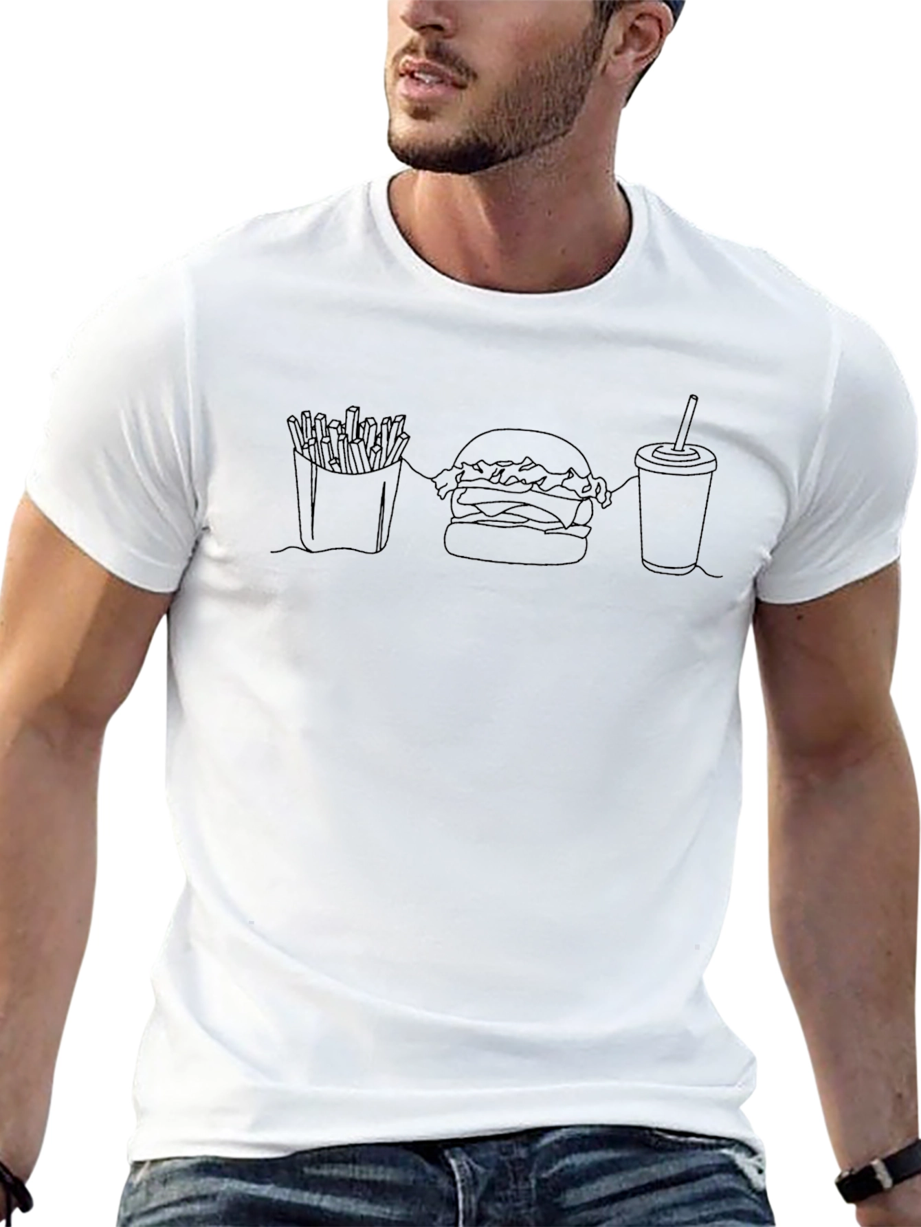 Black Burger, Fries, & Drink Graphic Tee view 13