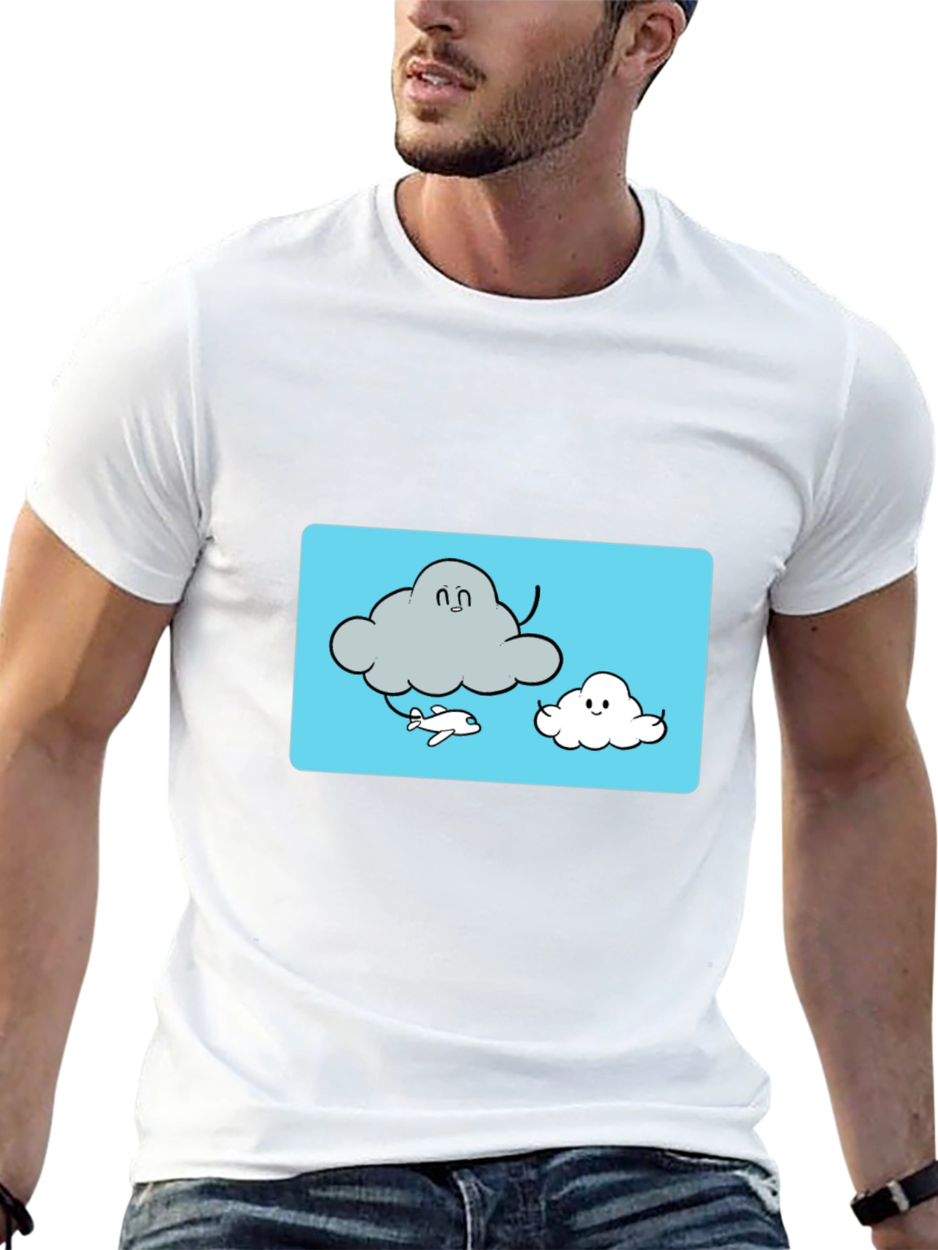 Black Cloud Cartoon Graphic Tee - Black Cotton T-Shirt view 13