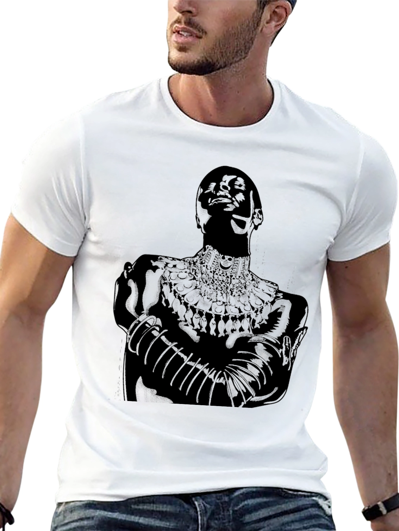 Black Black T-Shirt with Figure Graphic view 13