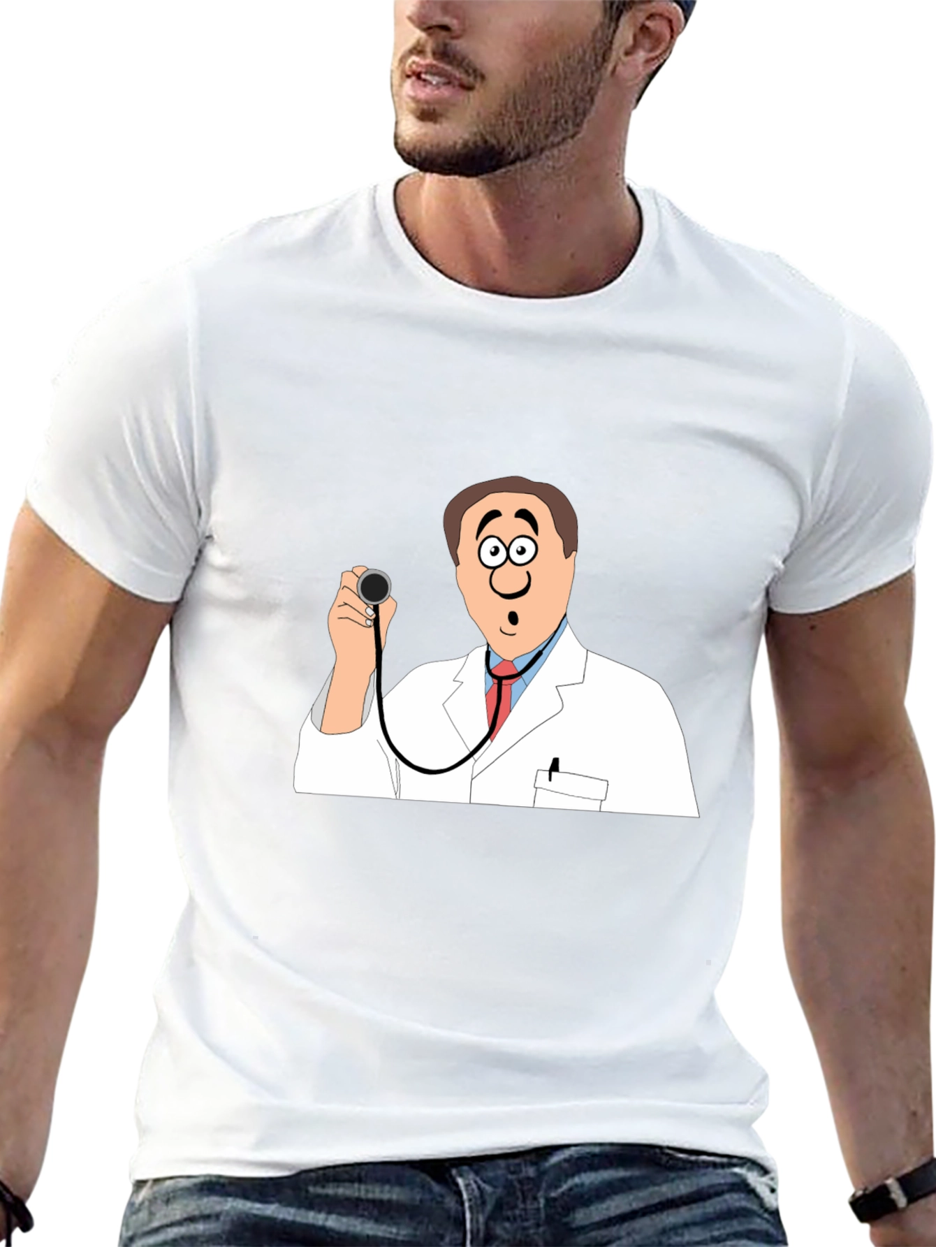 Black Cartoon Doctor Graphic Black T-Shirt view 13