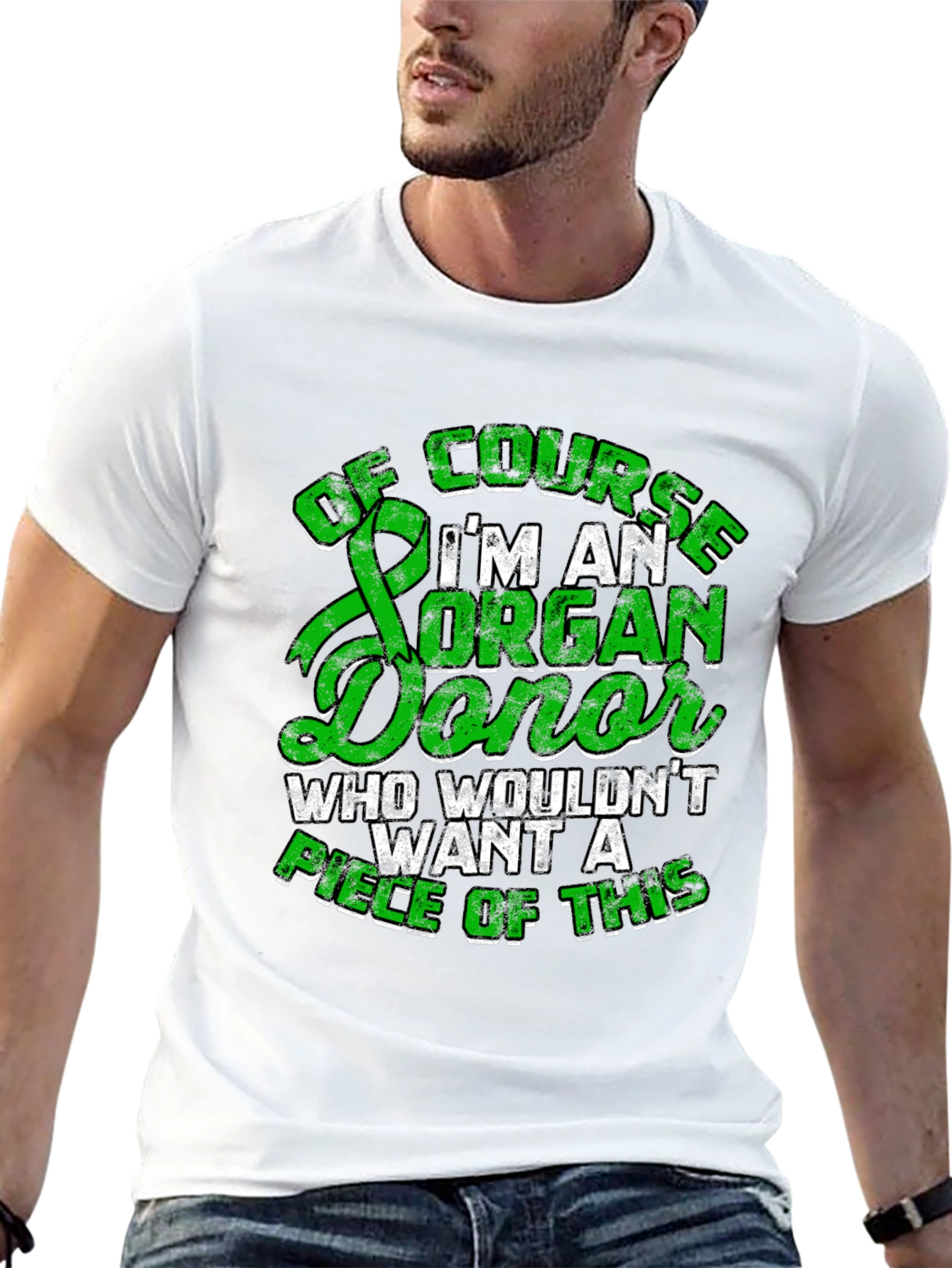 Black Organ Donor T-Shirt - Green Ribbon Design view 13