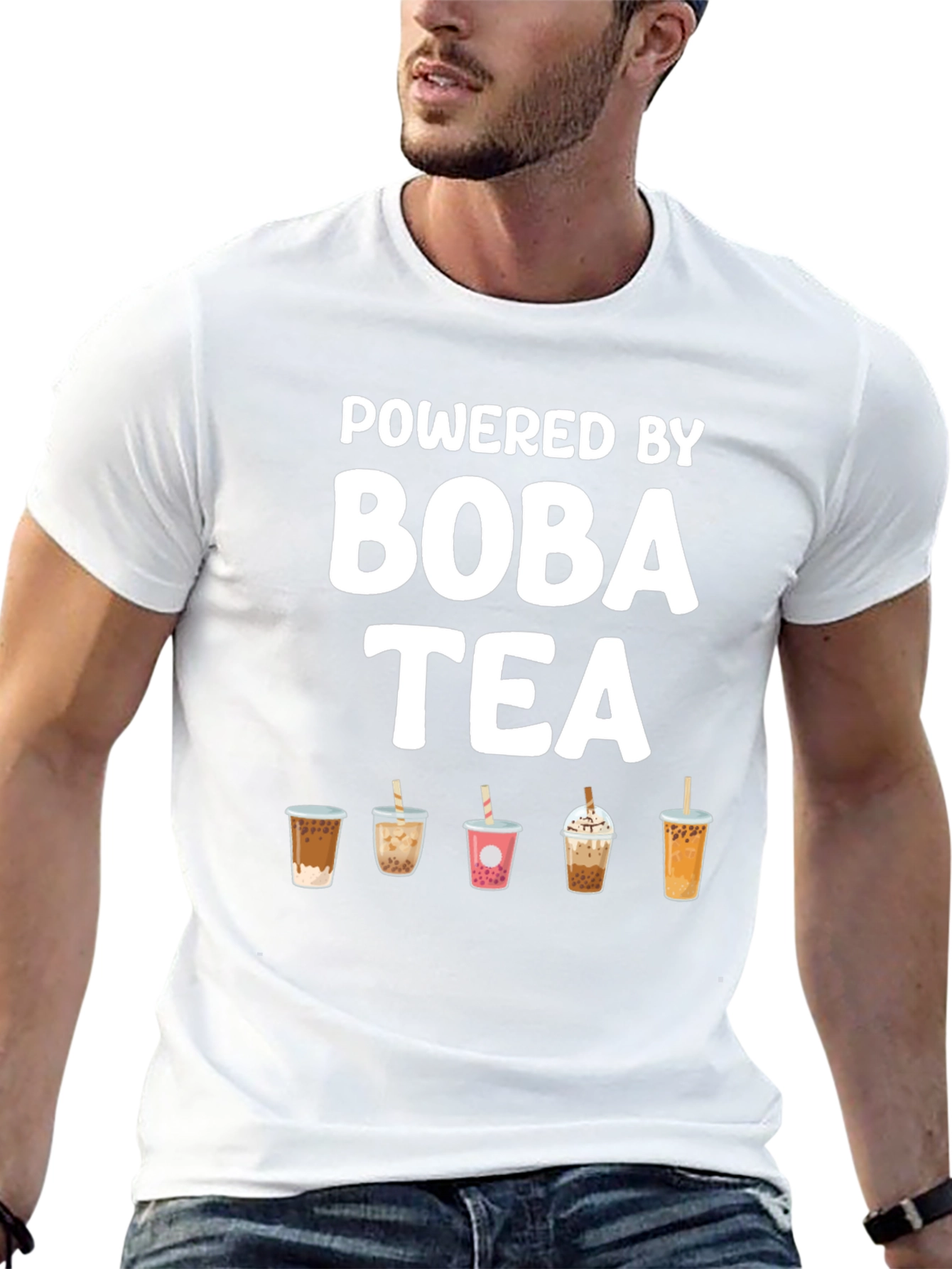Black Powered by Boba Tea Graphic Tee view 13