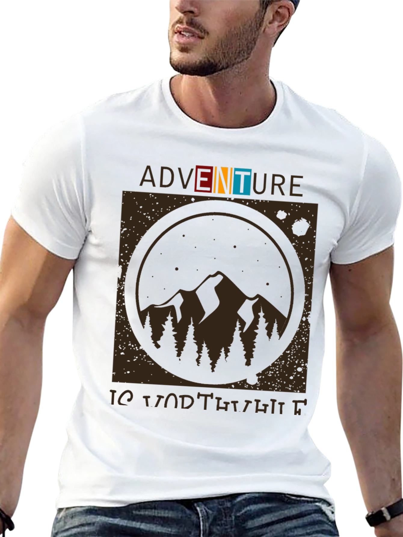 Black Adventure is Worth It Black Graphic T-Shirt view 13