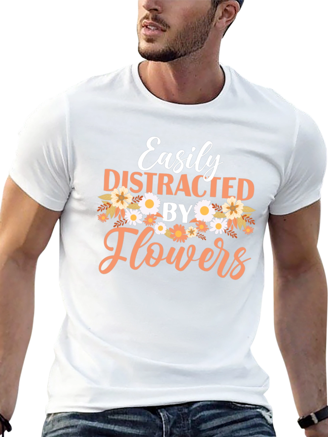 Black Easily Distracted by Flowers Graphic T-Shirt view 13
