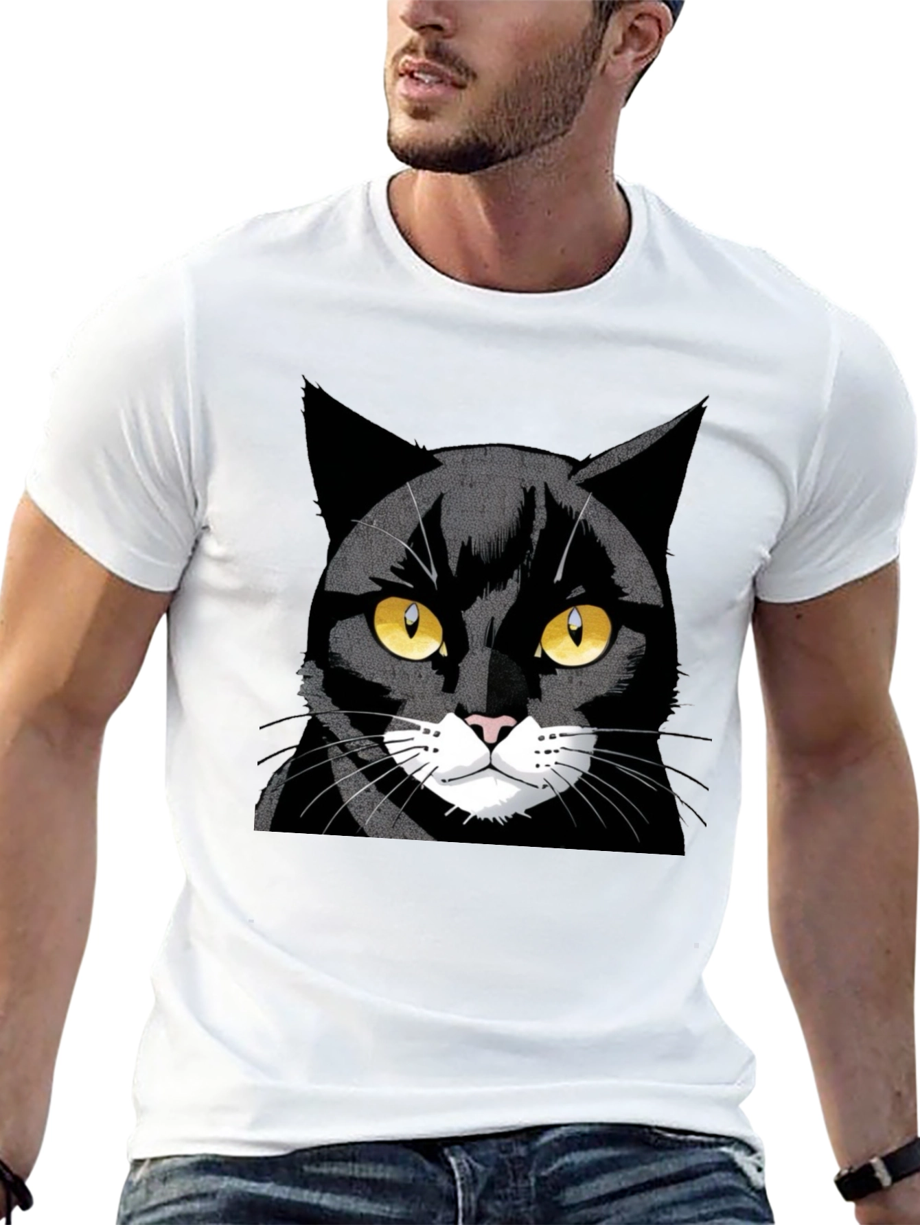 Black Cool Black Cat Graphic Tee view 13