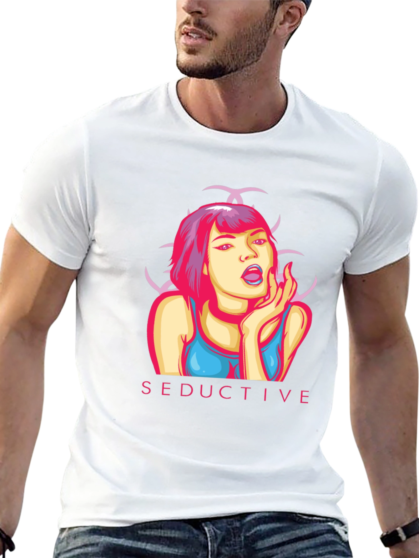 Seductive Graphic Print Black T-Shirt - 13