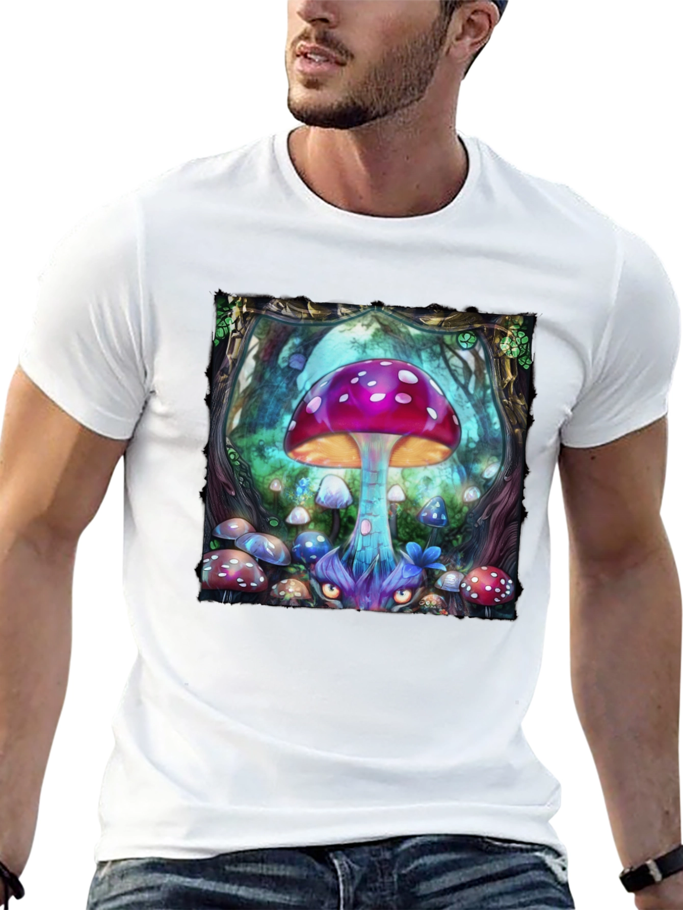 Black Mushroom Fantasy Graphic Tee view 13