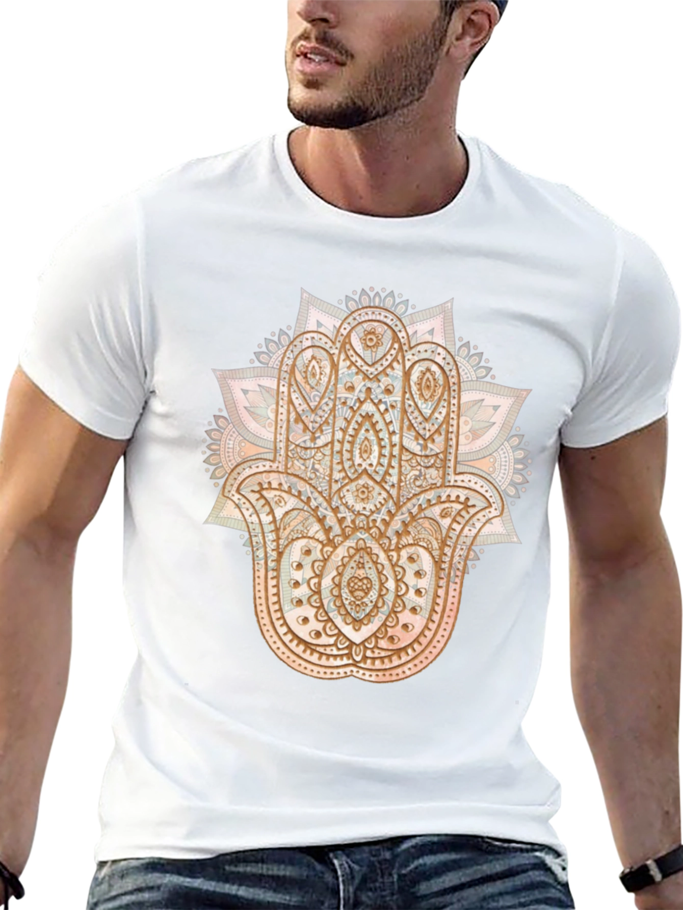 Black Hamsa Hand Graphic Tee - Boho Style view 13