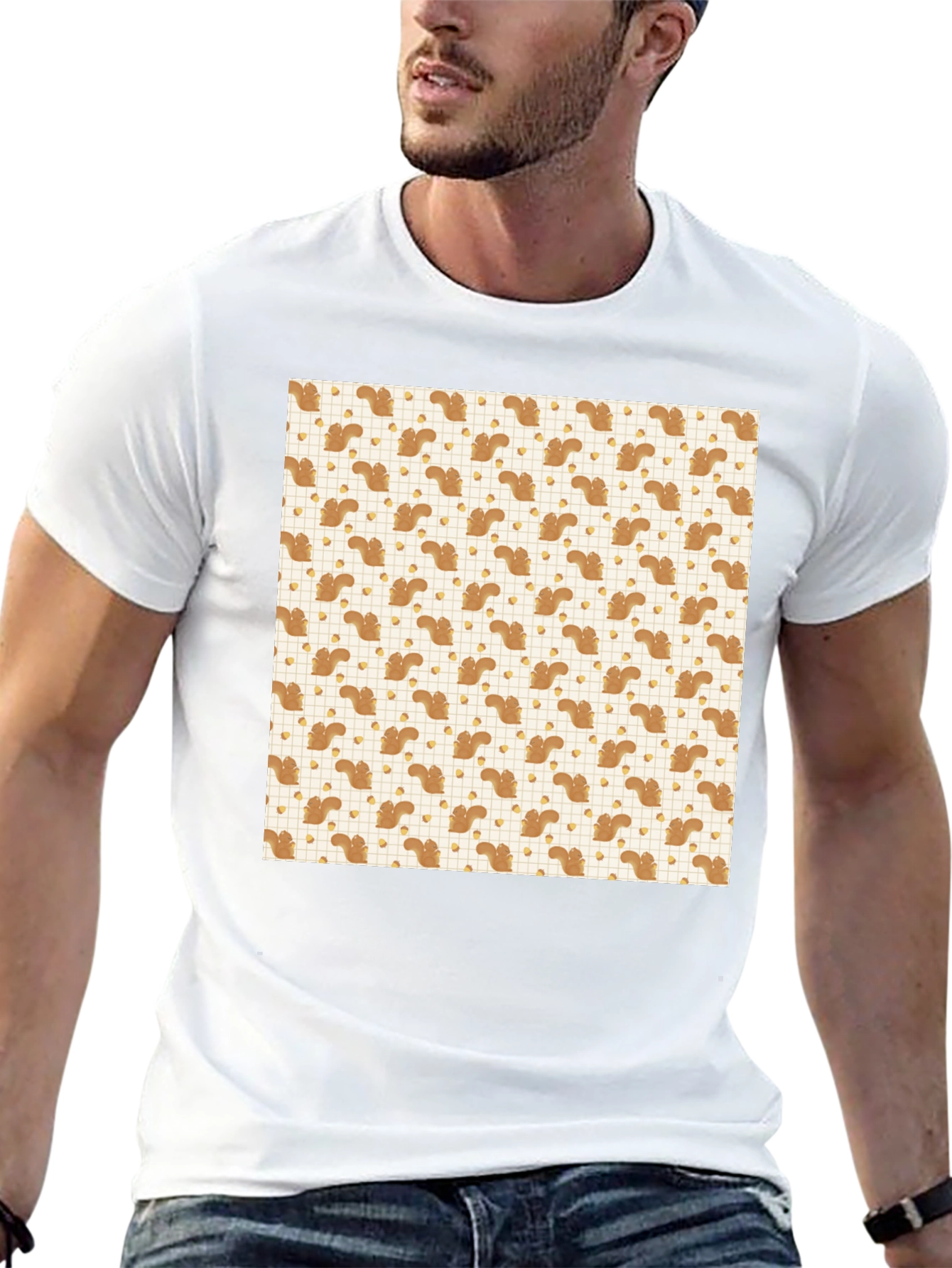 Black Squirrel & Acorn Pattern Tee view 13