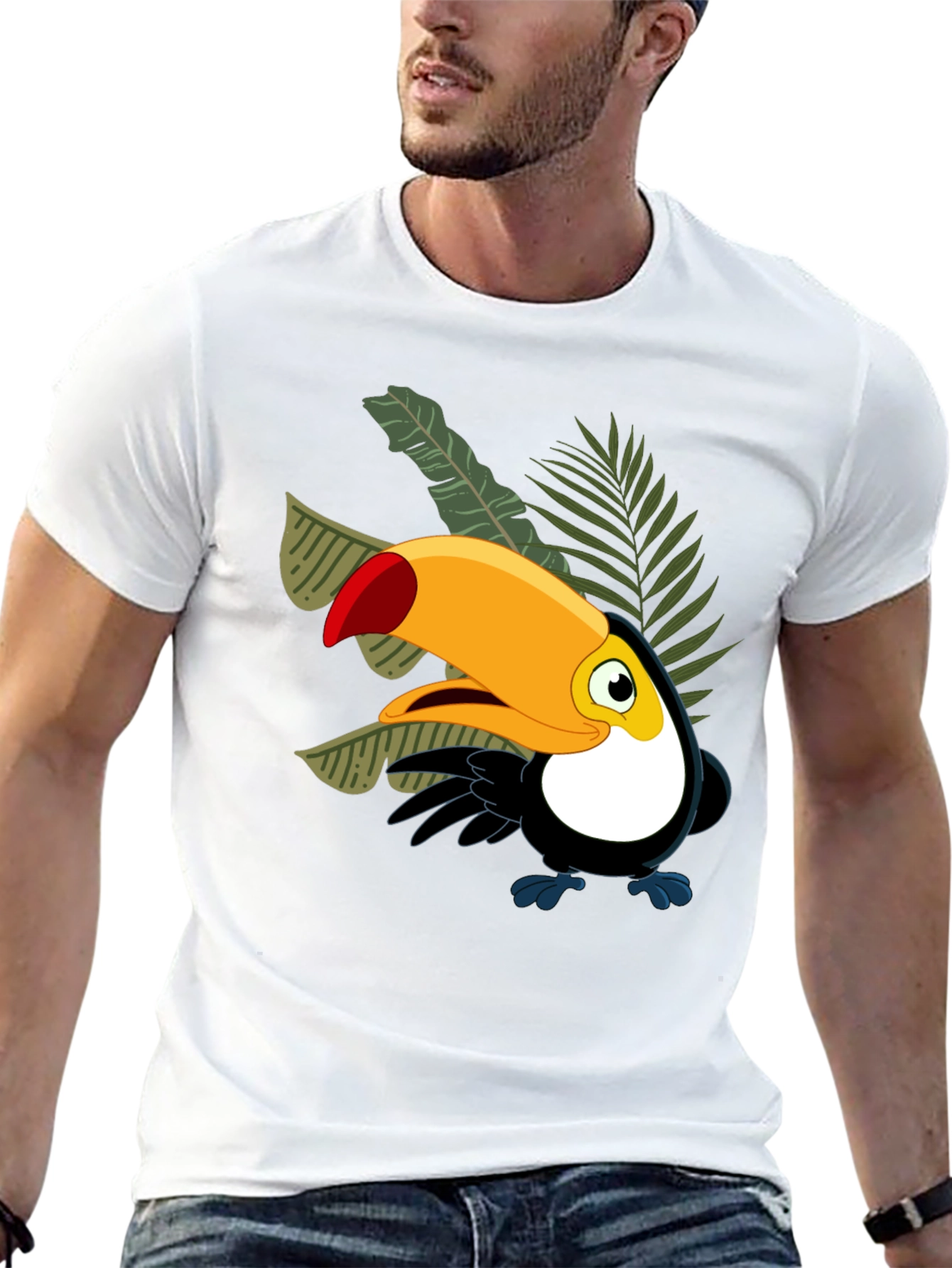 Black Cartoon Toucan Black T-Shirt view 13