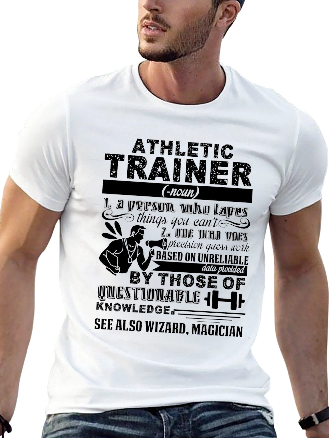 Black Athletic Trainer Definition Graphic T-Shirt view 13