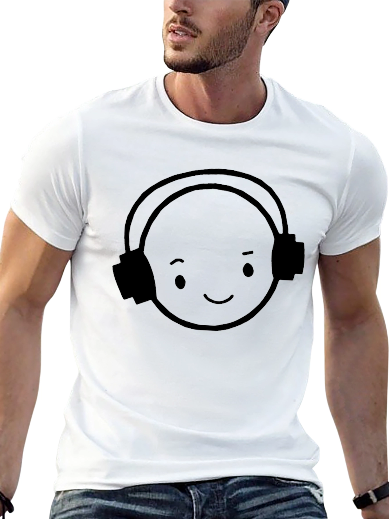 Black Smiley DJ T-Shirt - Black Cotton Blend view 13