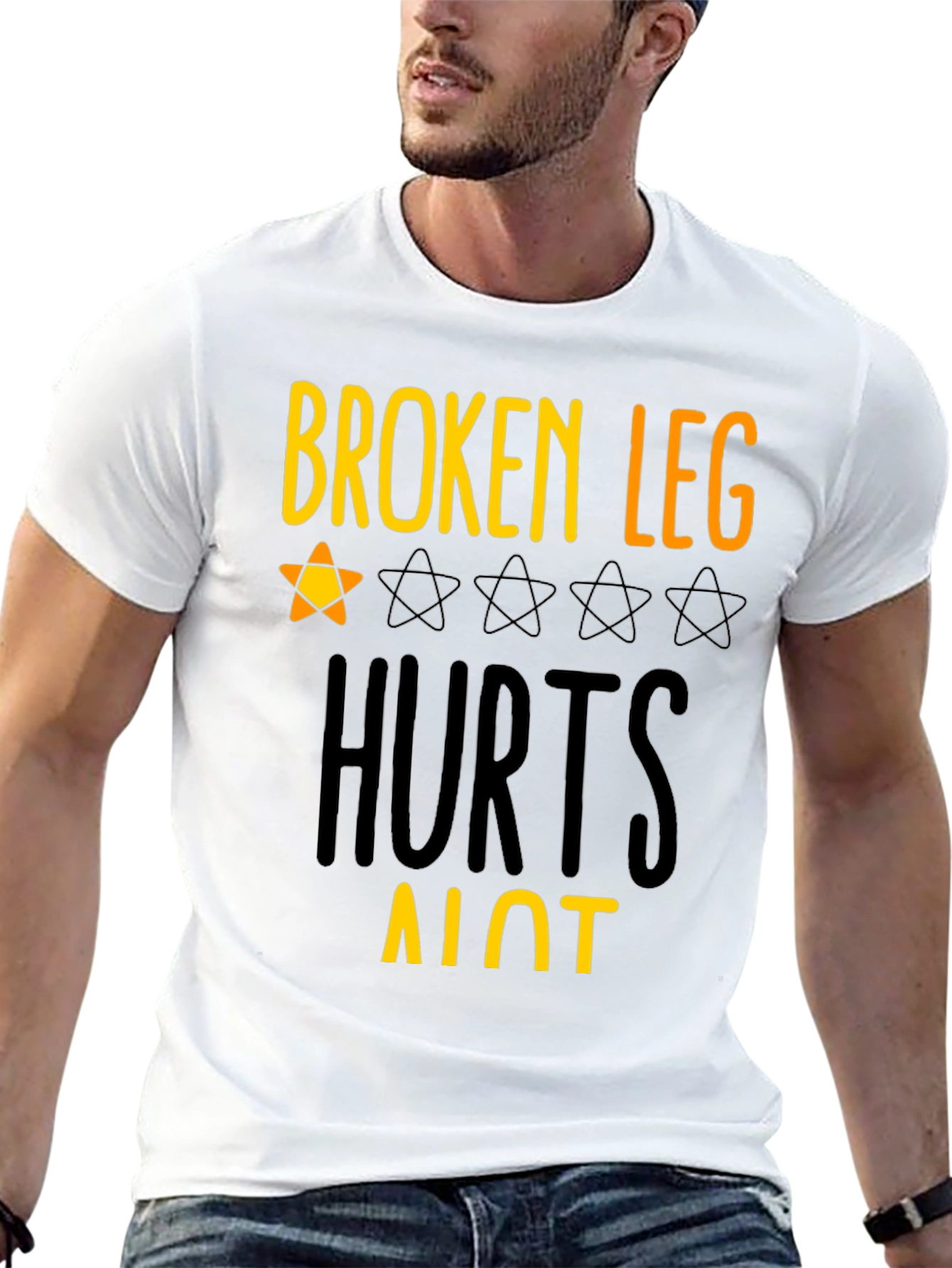 Black Broken Leg Hurts Alot Graphic Tee view 13