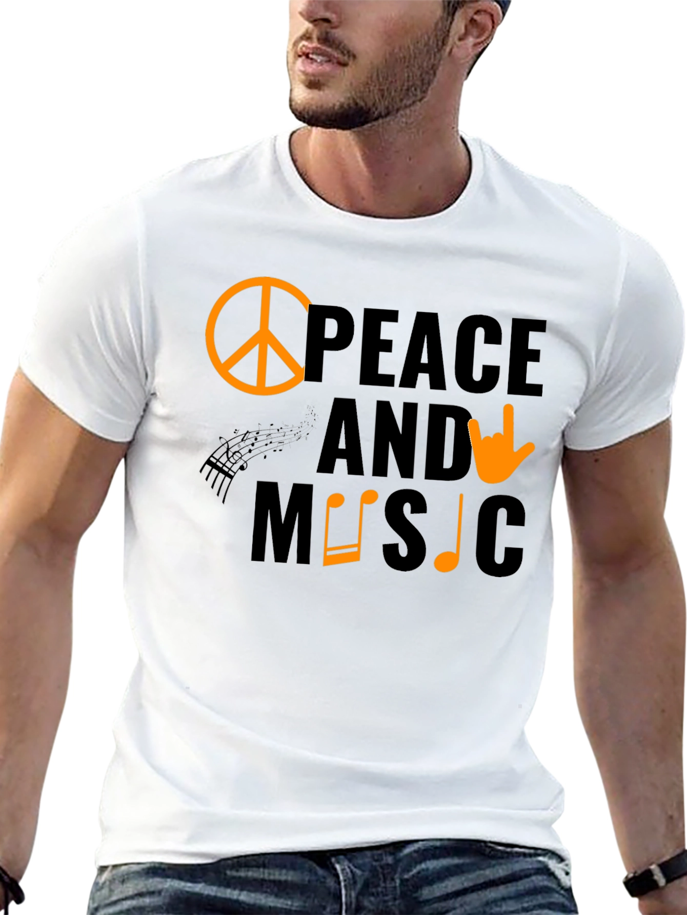 Black Peace and Music T-Shirt view 13