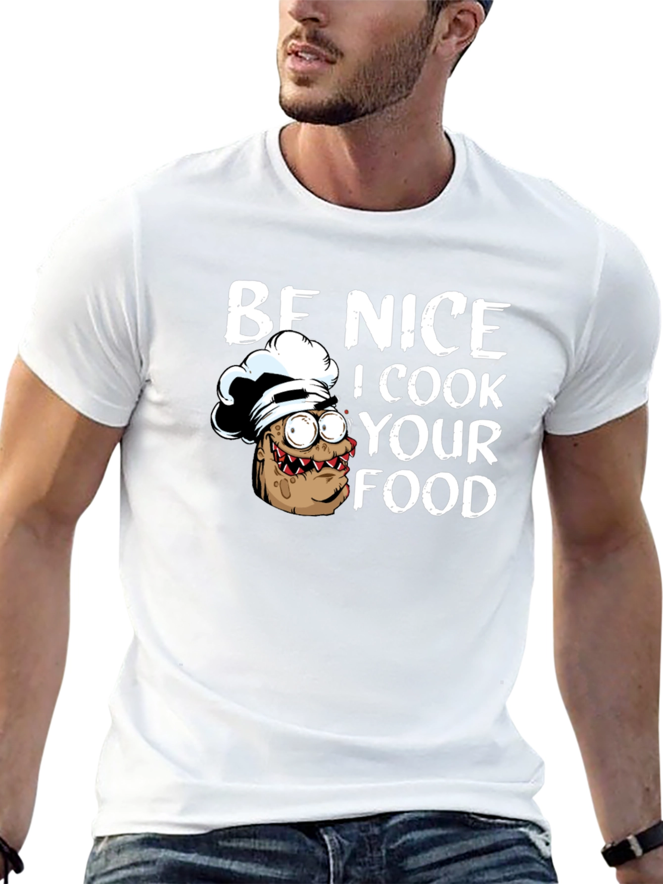 Black Be Nice I Cook Your Food Funny Chef T-Shirt view 13