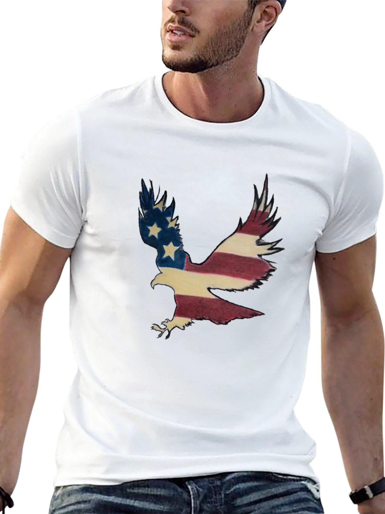 Black American Eagle Flag Graphic T-Shirt view 13