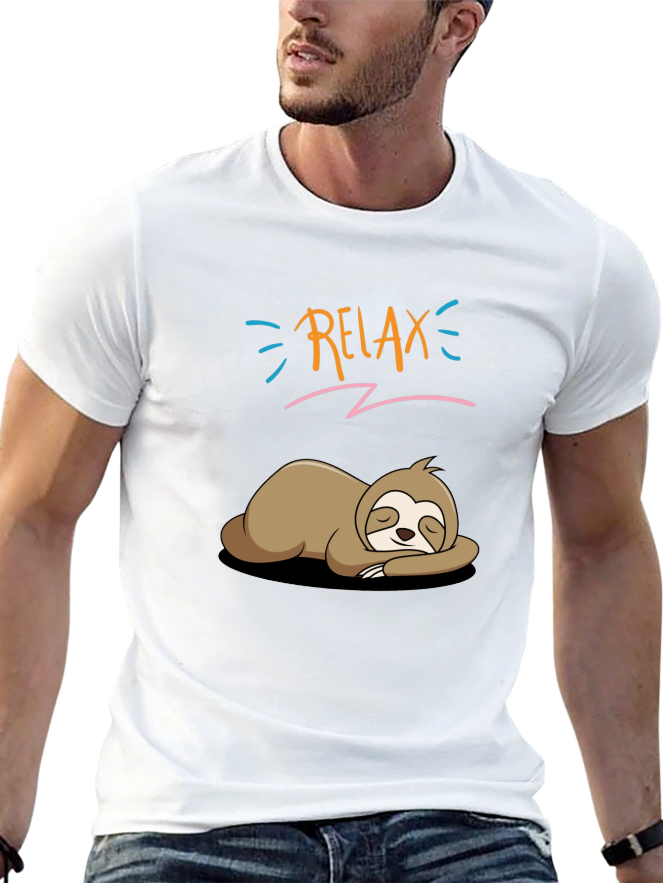 Black Relax Sloth T-Shirt - Funny Lazy Animal Tee view 13