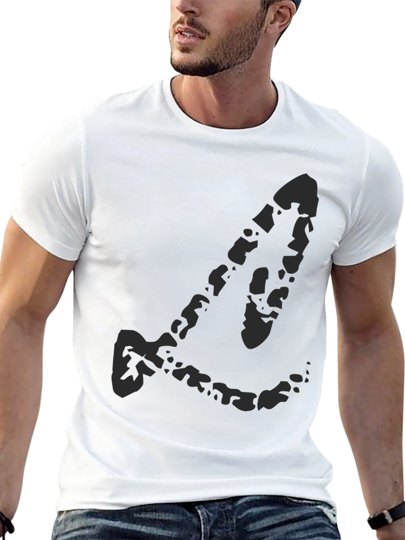 Black Black Graphic Print Crew Neck T-Shirt view 13