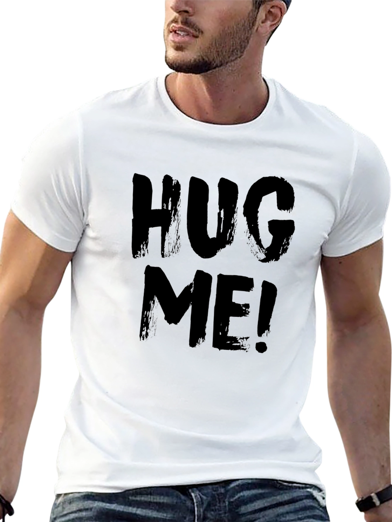 Black Hug Me Black Graphic T-Shirt - Soft Cotton Blend Tee view 13