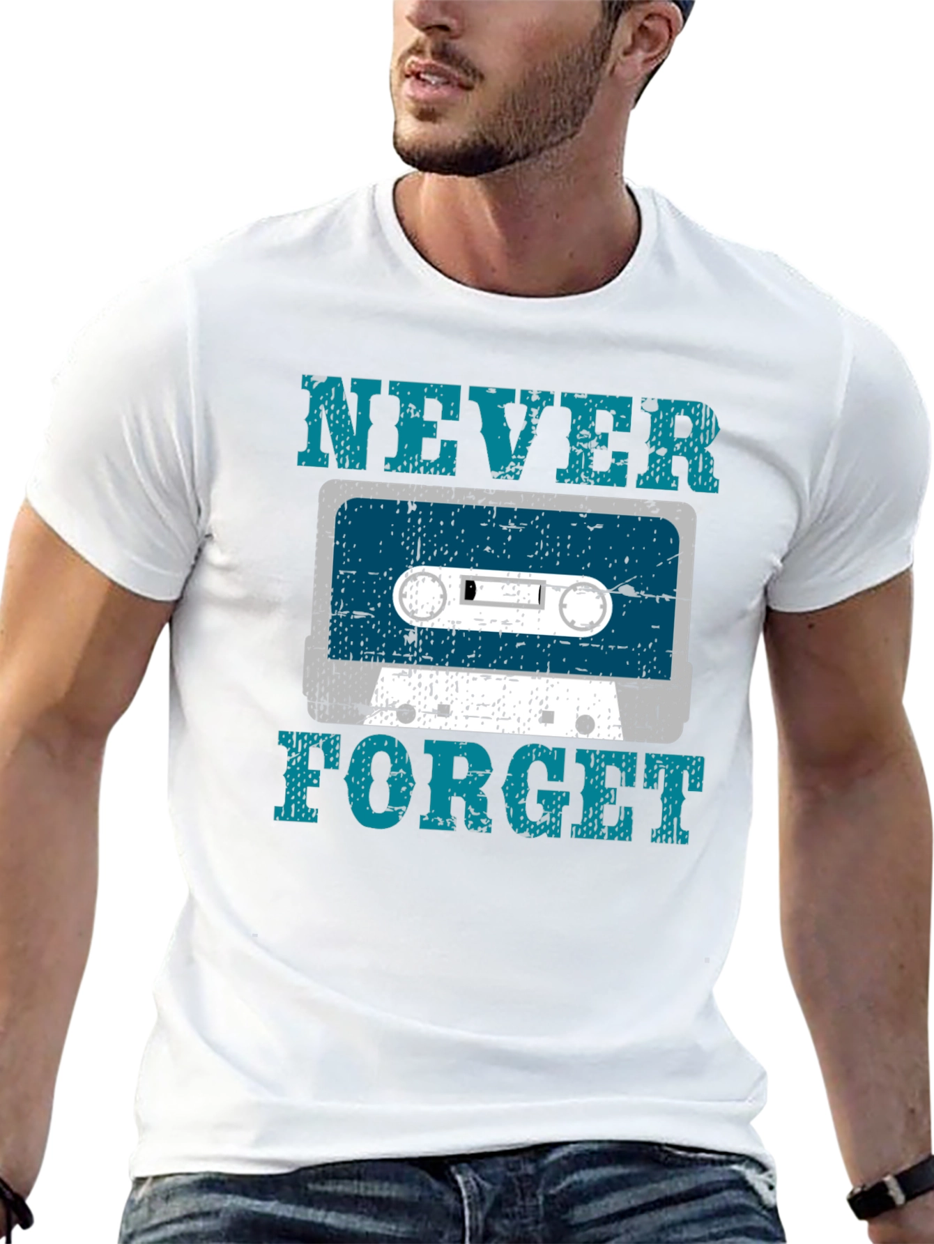 Black Retro Cassette Tape Graphic T-Shirt - Never Forget view 13