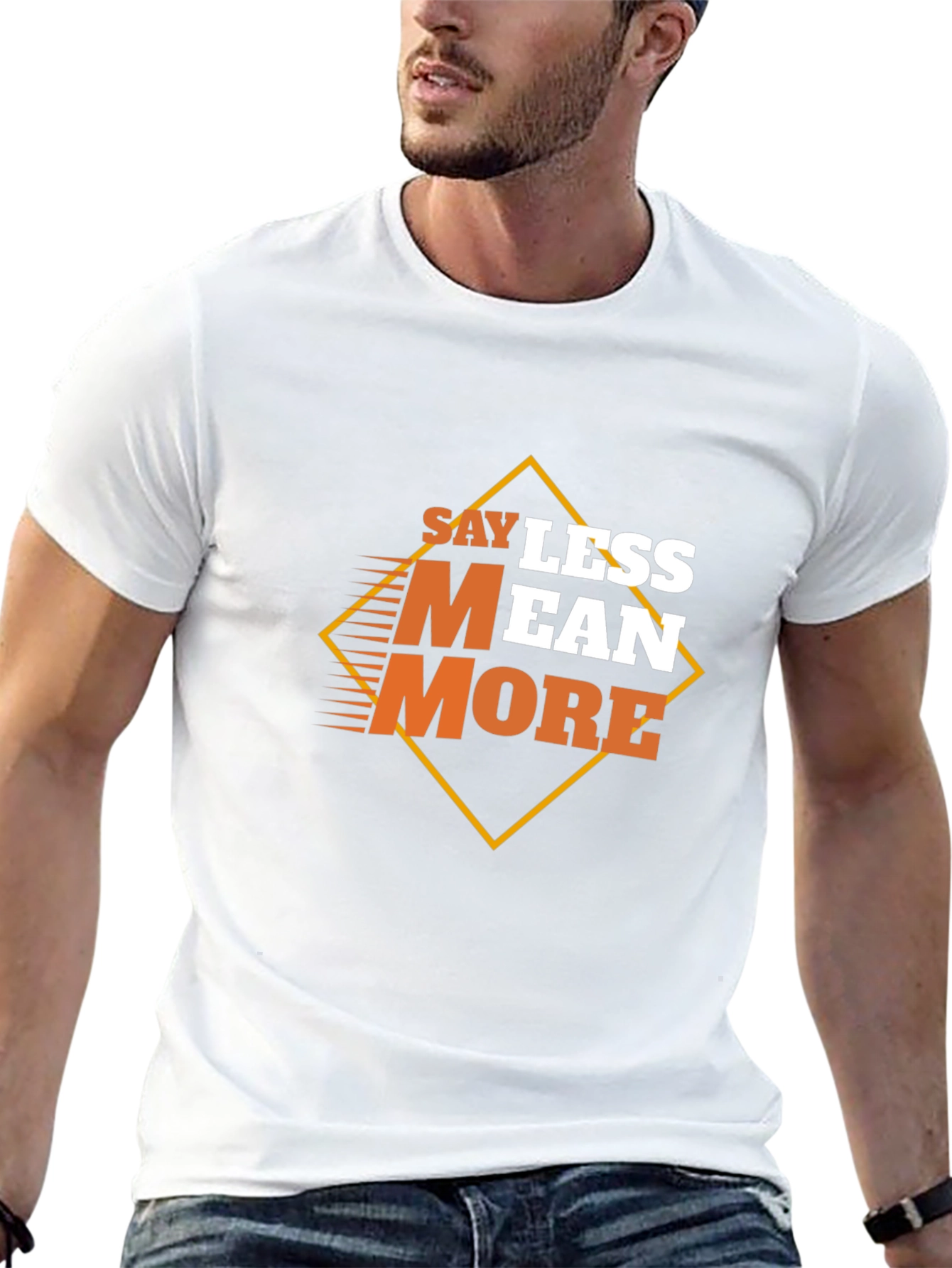 Black Say Less Mean More Graphic Black T-Shirt view 13