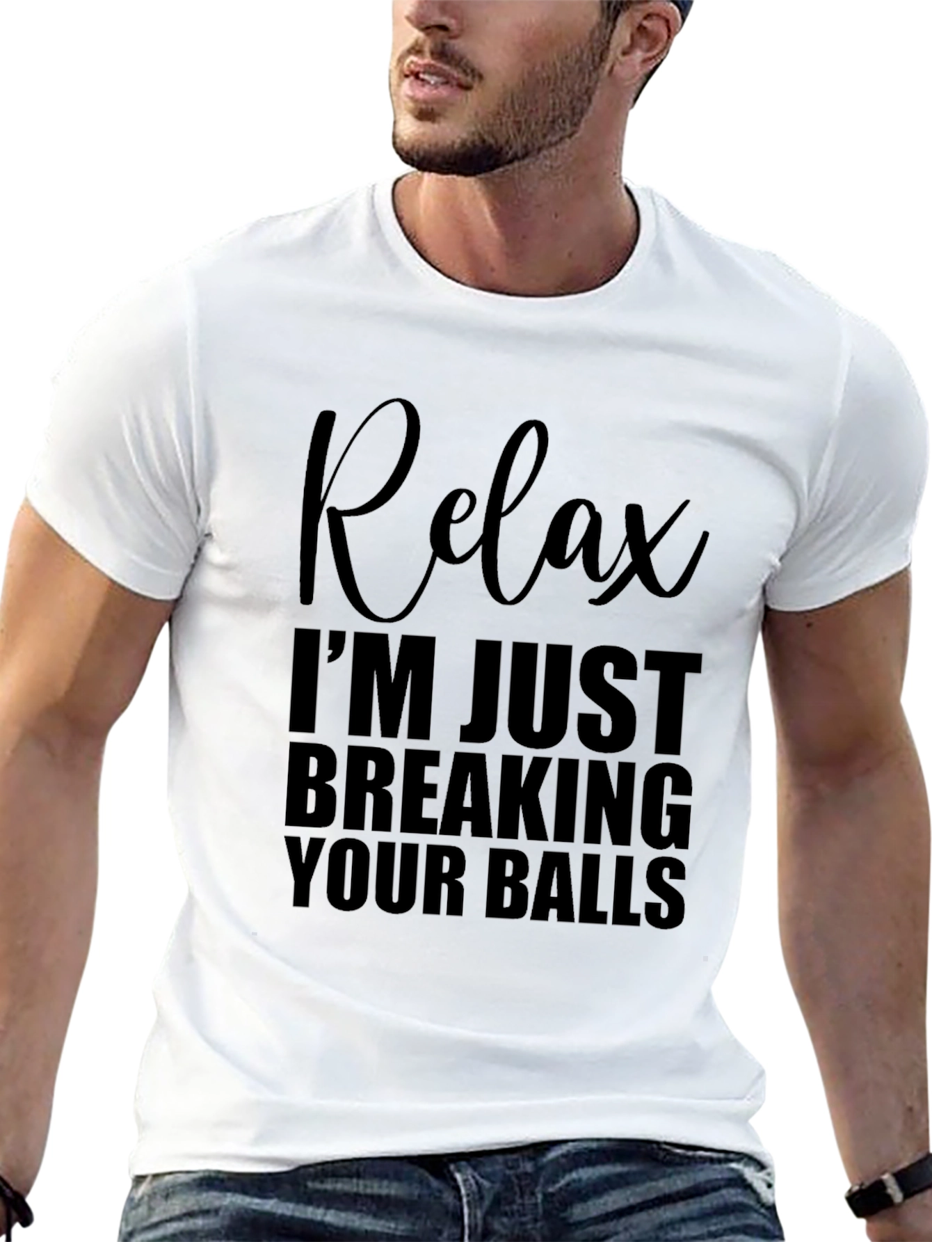 Black Relax Breaking Balls Graphic T-Shirt - Mens Novelty Tee view 13