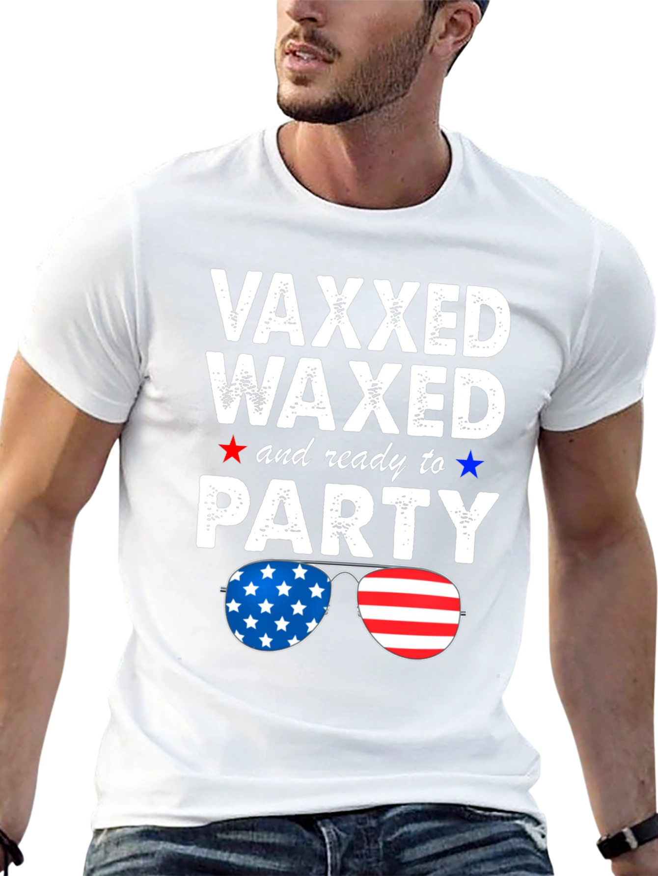 Black Vaxxed Waxed & Ready to Party Patriotic Tee view 13