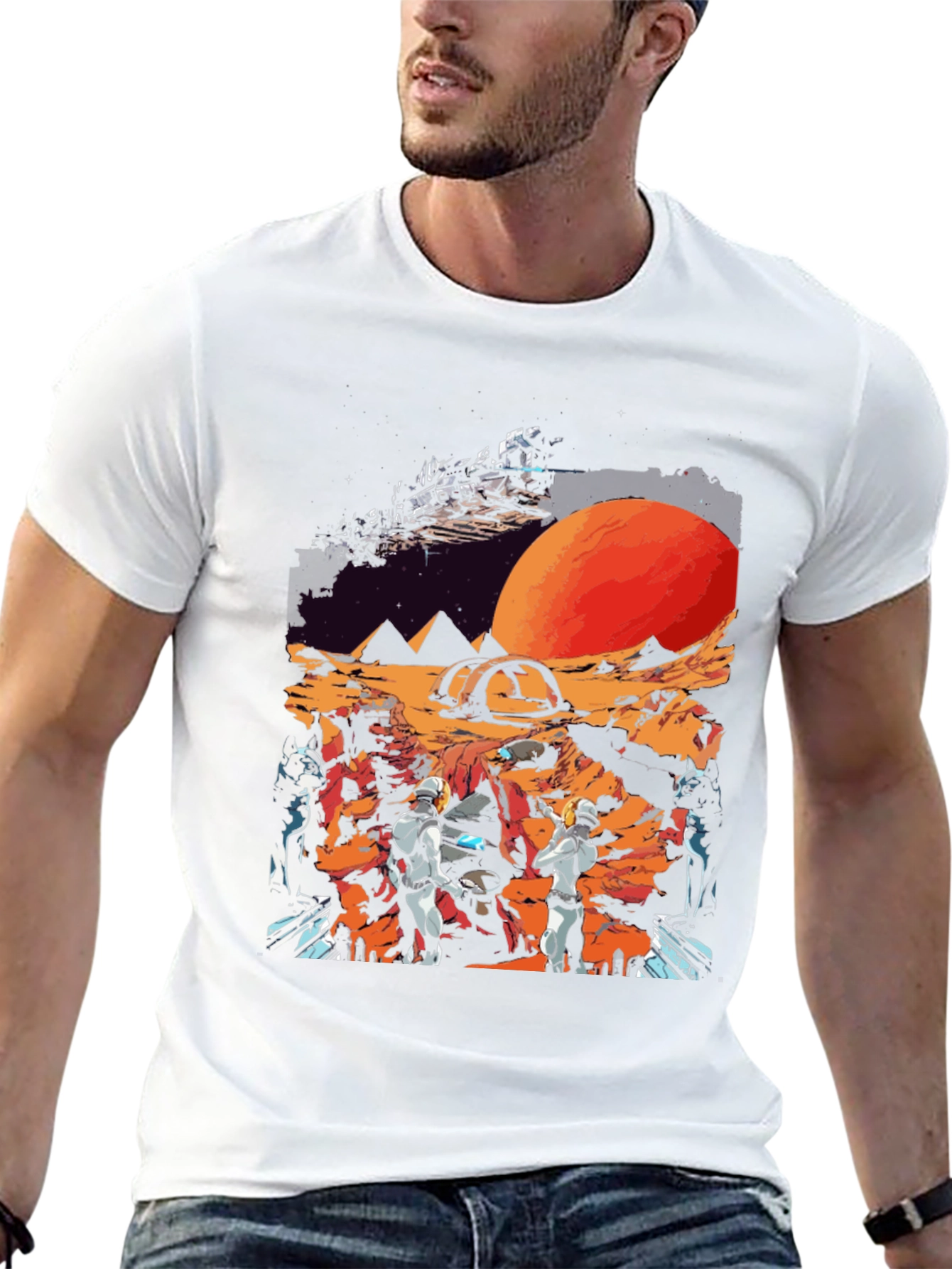 Black Sci-Fi Planet Graphic T-Shirt view 13
