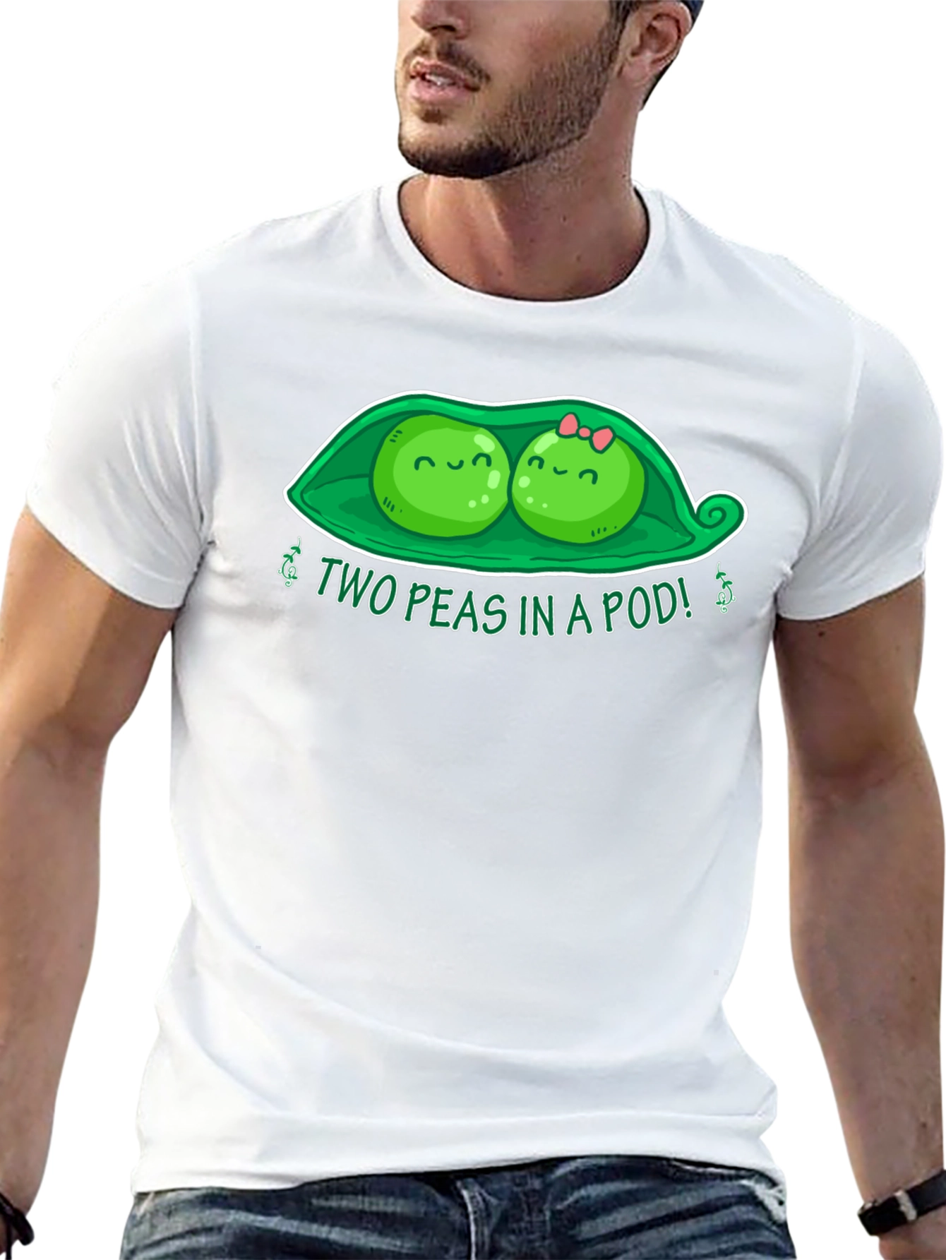 Black Two Peas in a Pod T-Shirt - Cute Graphic Tee view 13
