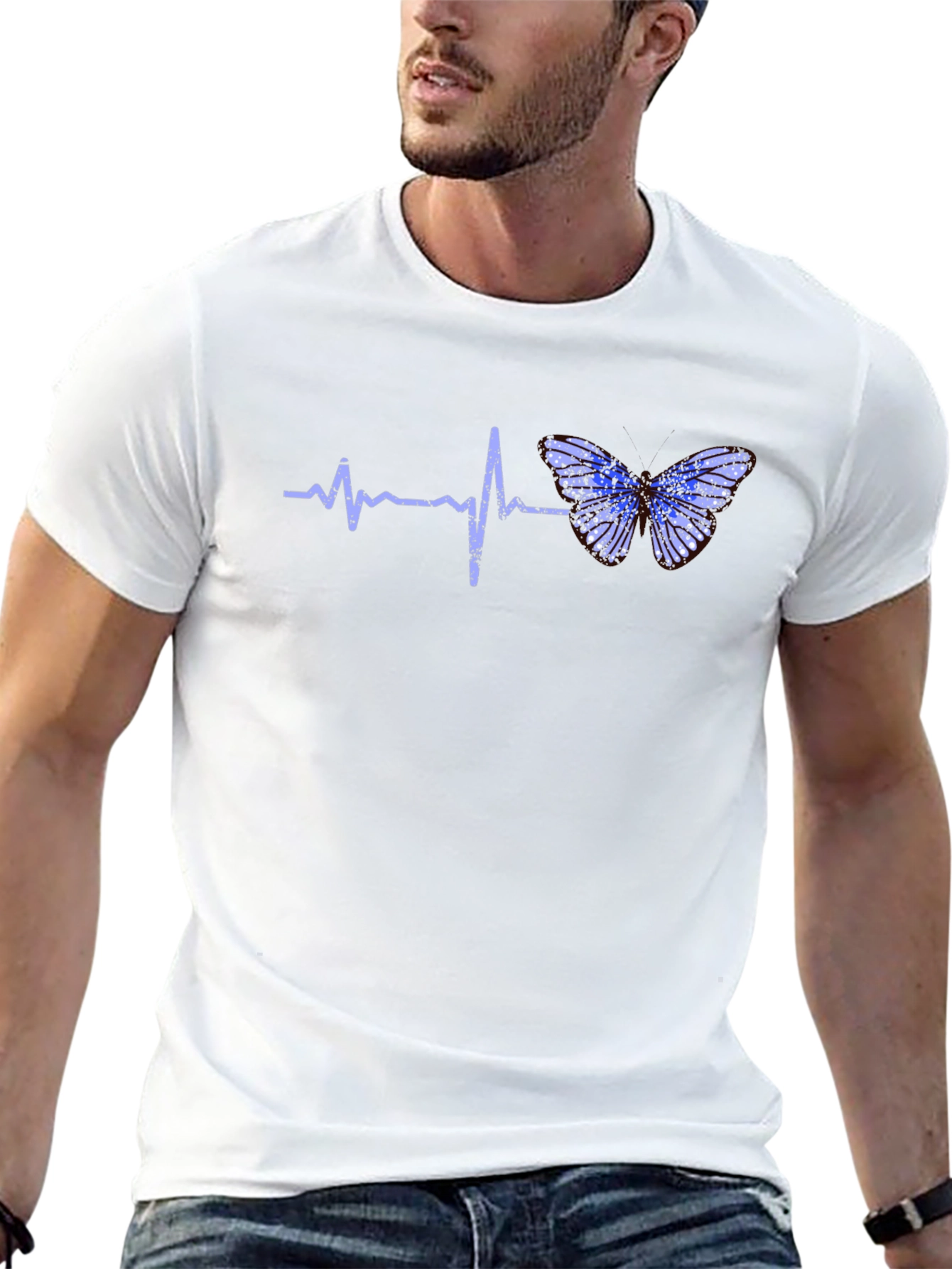 Black Heartbeat Butterfly Graphic Tee - Black T-Shirt view 13