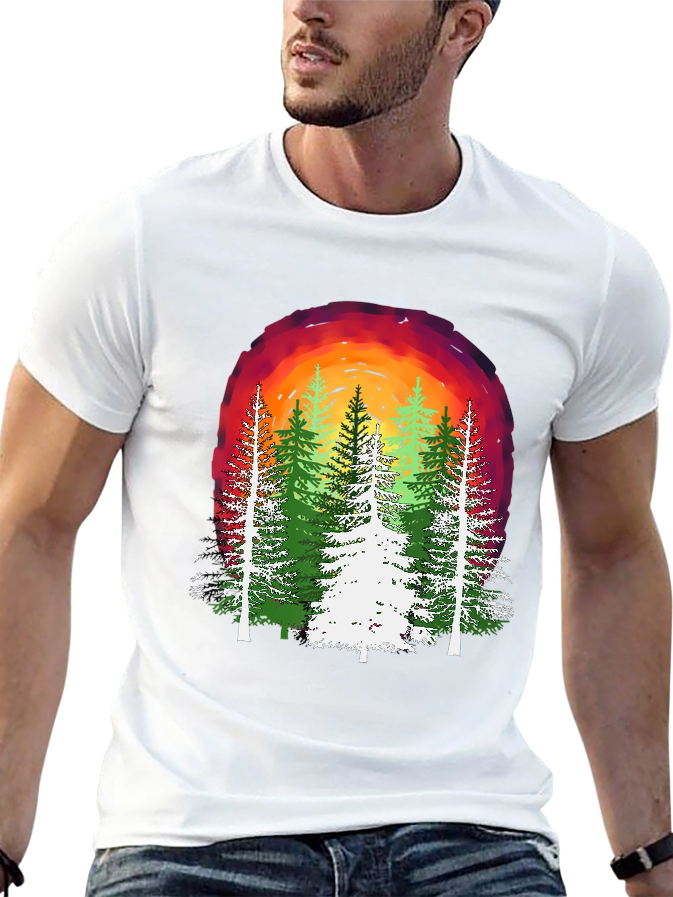 Black Nature Sunset Graphic T-Shirt view 13