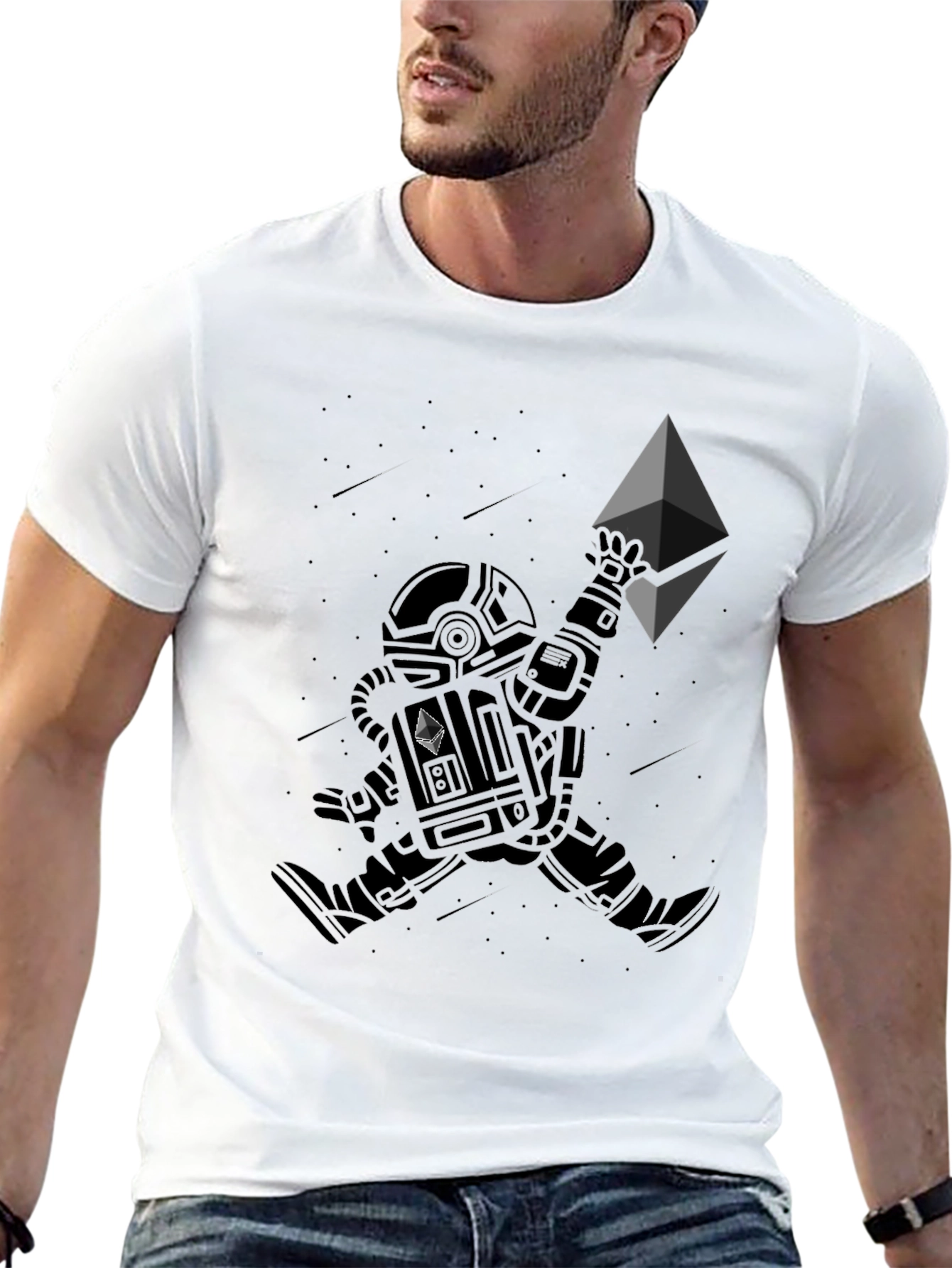 Black Astronaut Ethereum Crypto Black T-Shirt view 13